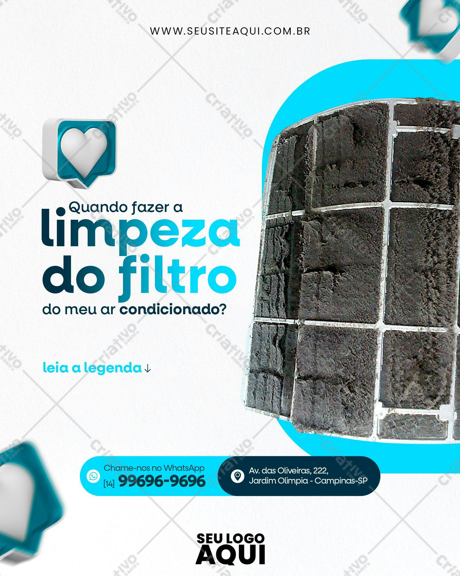 Post para Redes Sociais Limpeza de Filtro de Ar Condicionado PSD Editável