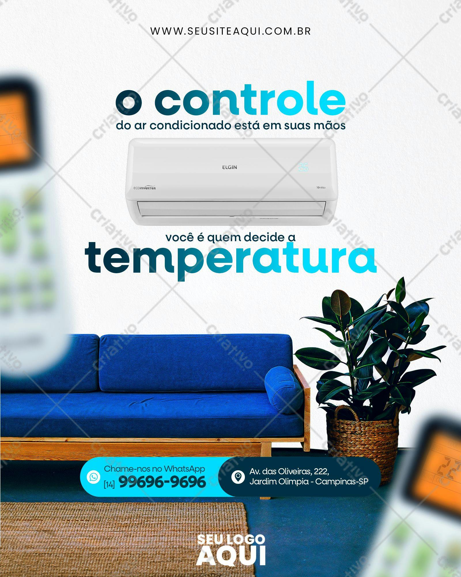 Template de Instagram para Propaganda de Ar Condicionado Elgin PSD Editável