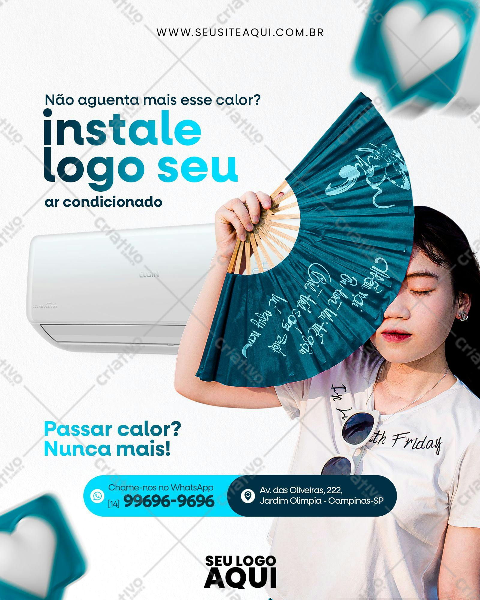 Post para Redes Sociais Ar Condicionado PSD Editável
