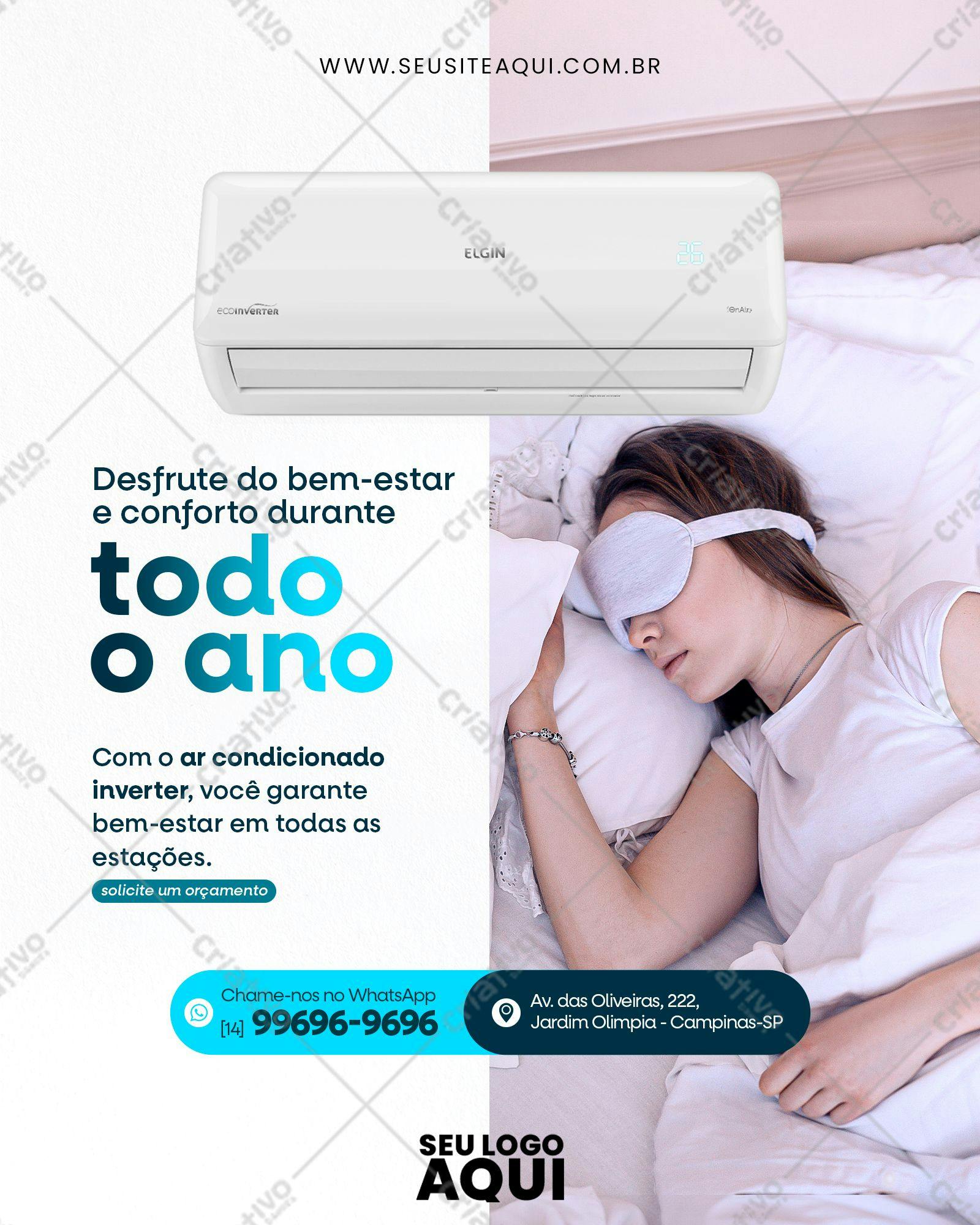 Anúncio Ar Condicionado para Dormir Bem PSD Editável