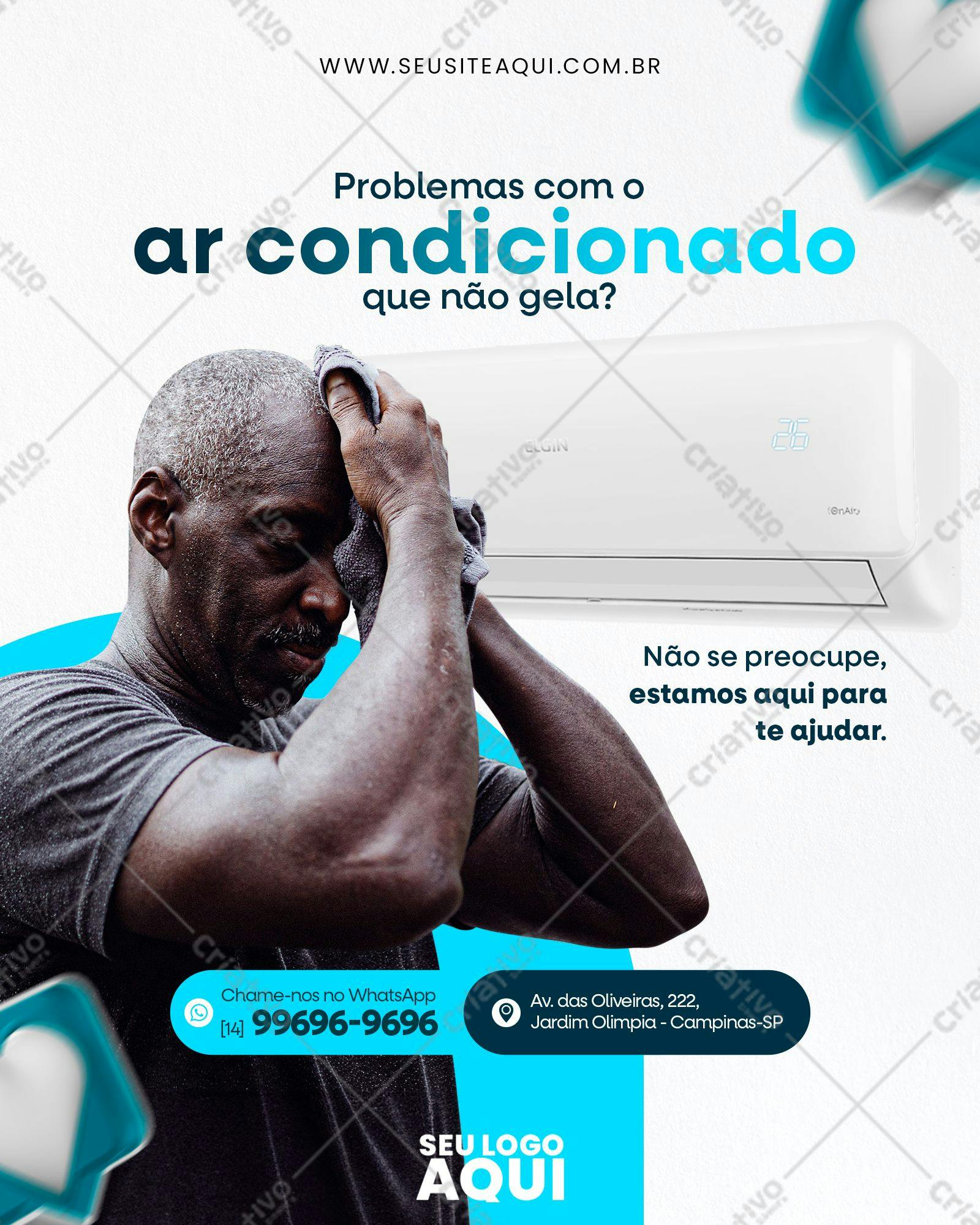 Template de Flyer para Manutenção de Ar Condicionado PSD Editável