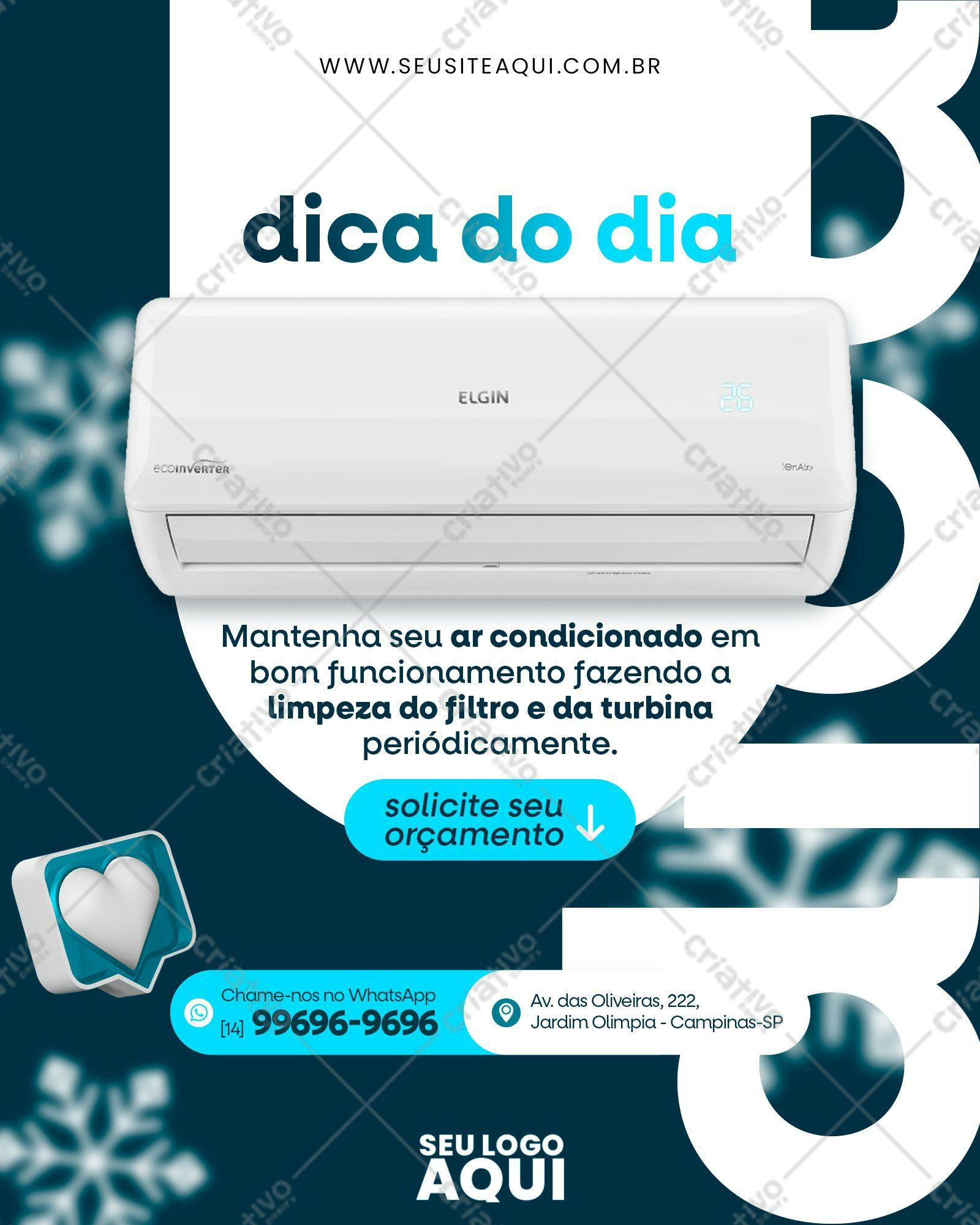 Post para Redes Sociais Ar Condicionado Elgin PSD Editável
