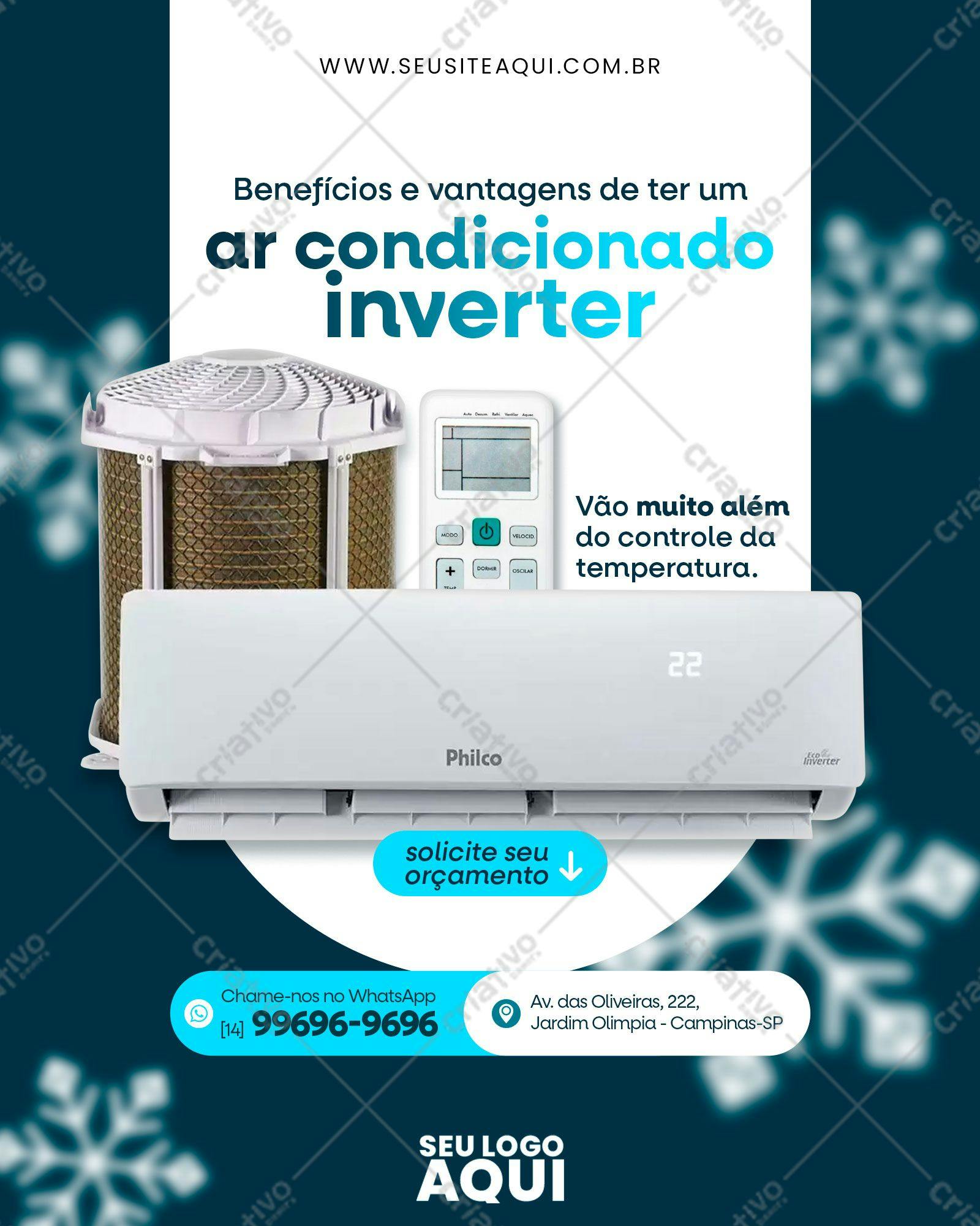 Template de Redes Sociais Ar Condicionado Inverter PSD Editável
