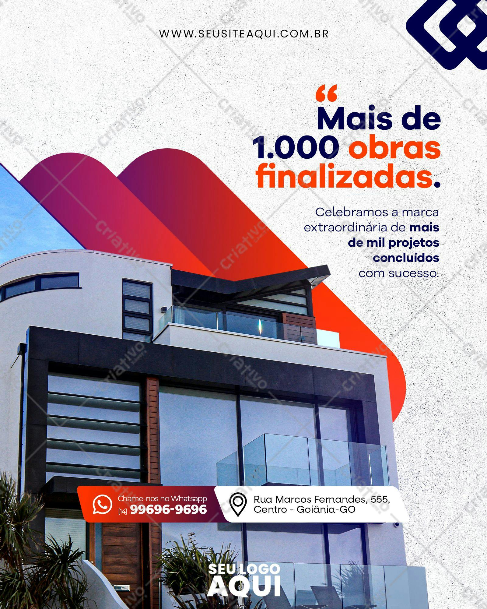 Modelo de Anúncio Imobiliário com Fotos de Prédio Moderno PSD Editável