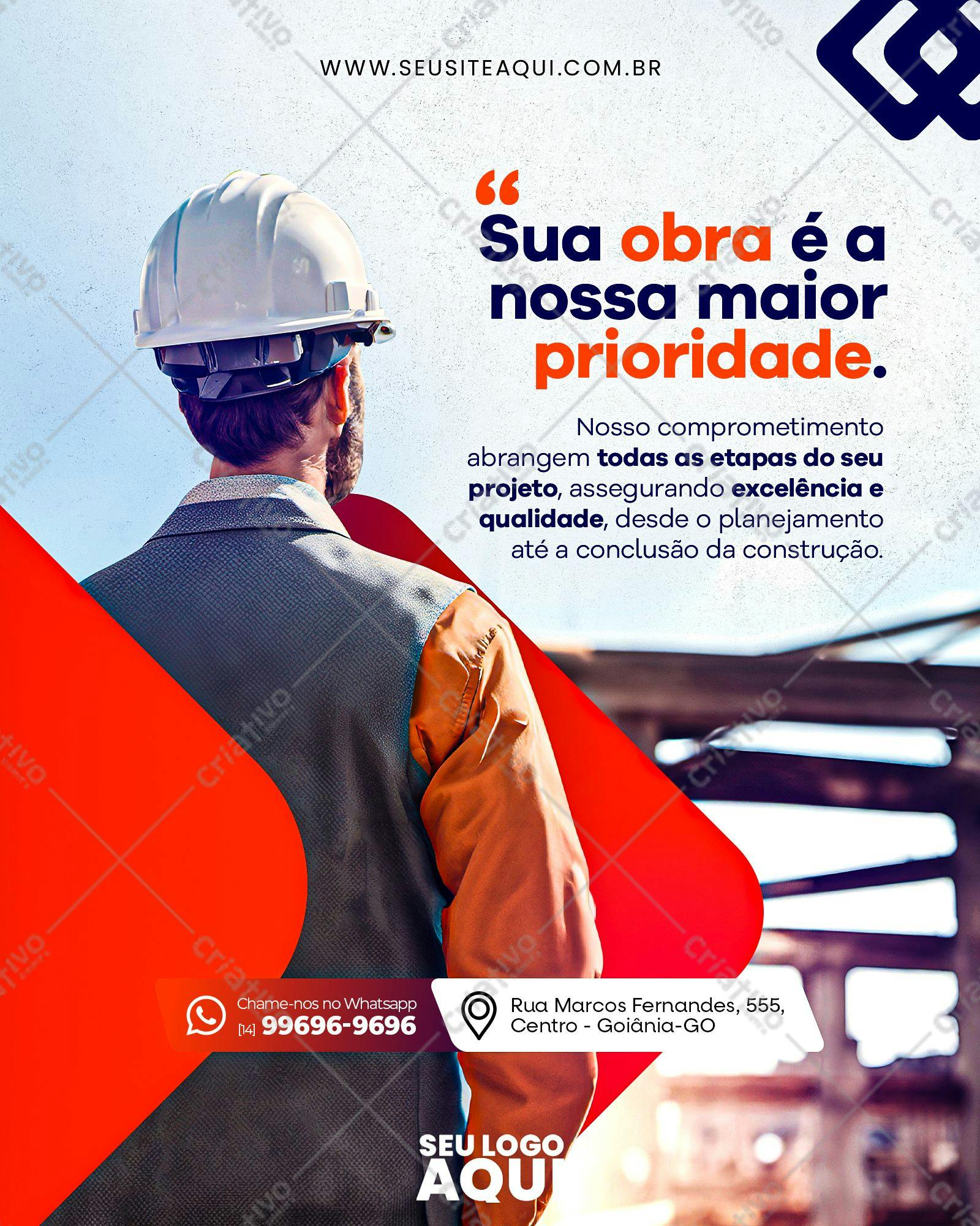 Post para Redes Sociais Construção PSD Editável