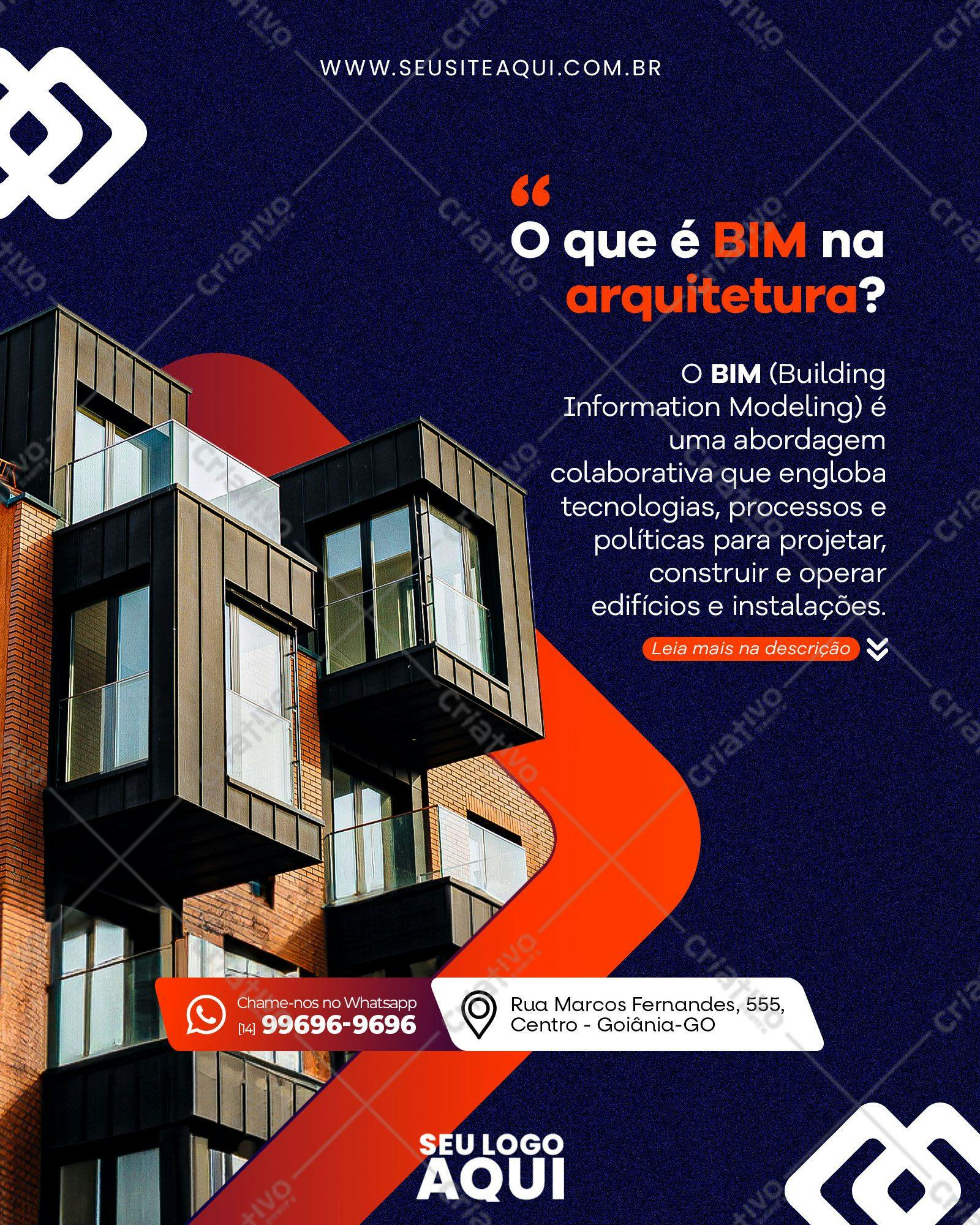 Template de Post para Redes Sociais sobre BIM PSD Editável