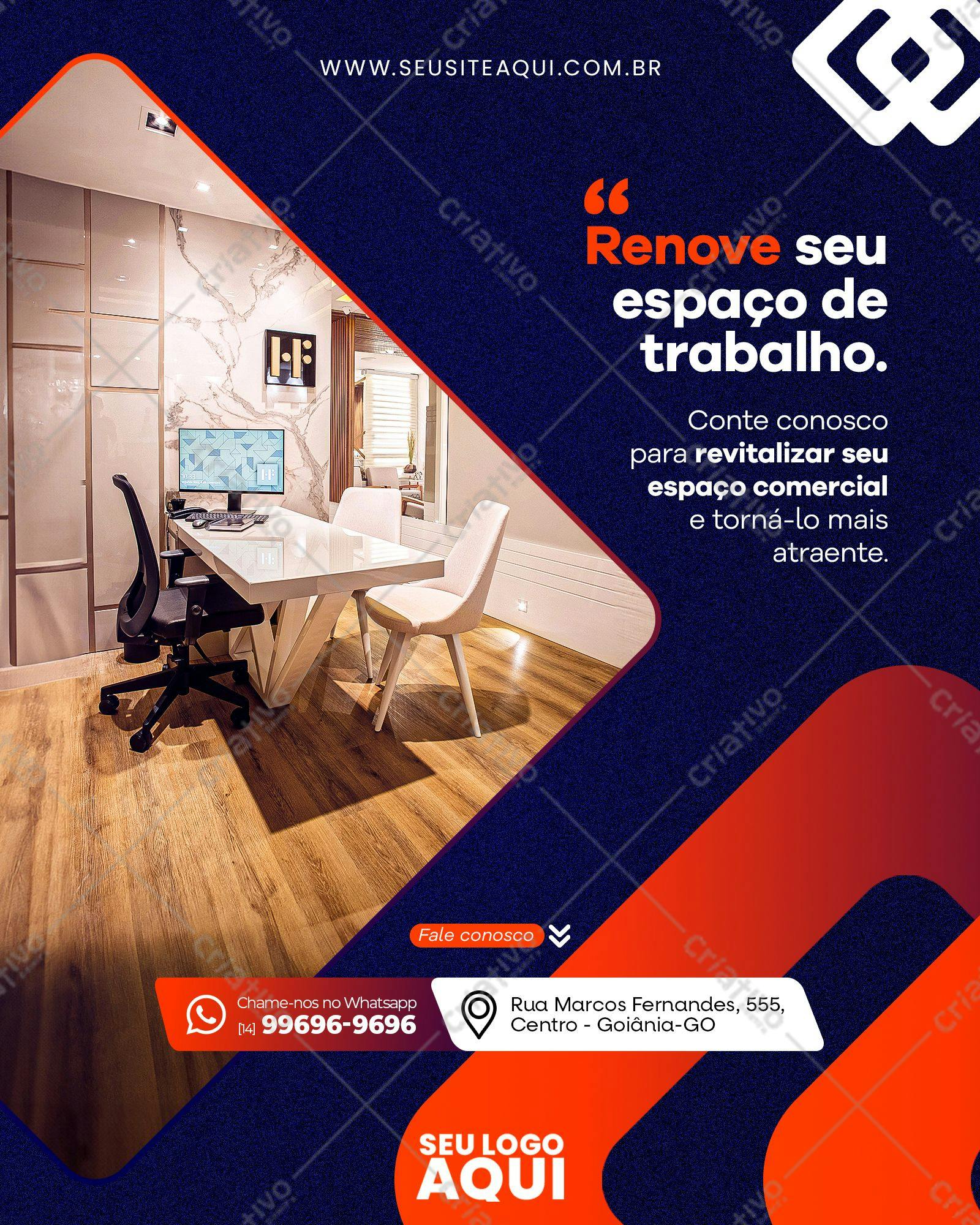 Template de Post para Redes Sociais: Renovação de Escritório PSD Editável
