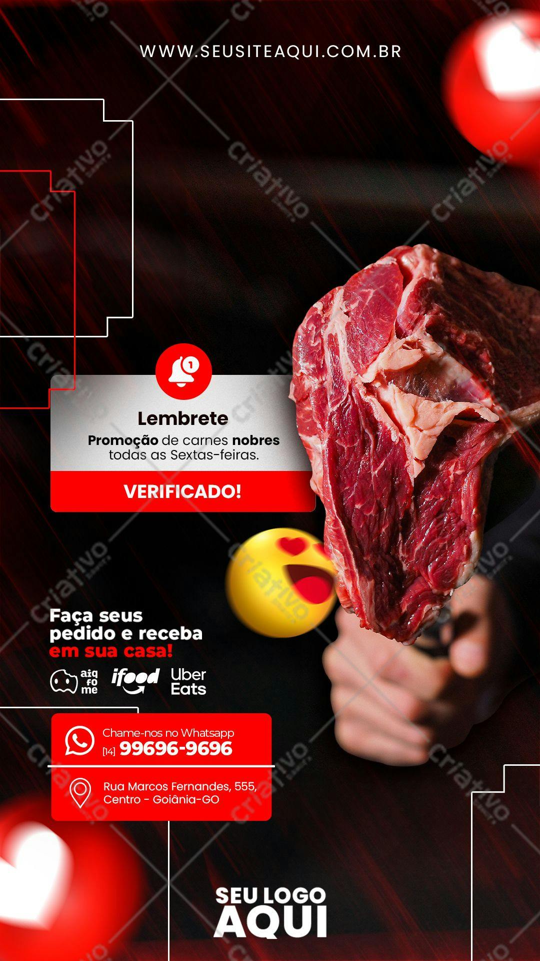 Flyer para Promoção de Carnes Nobres Sextas-Feiras PSD Editável