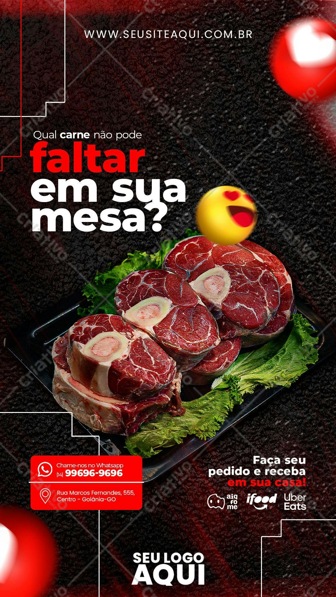 Post para Redes Sociais Carne Premium PSD Editável