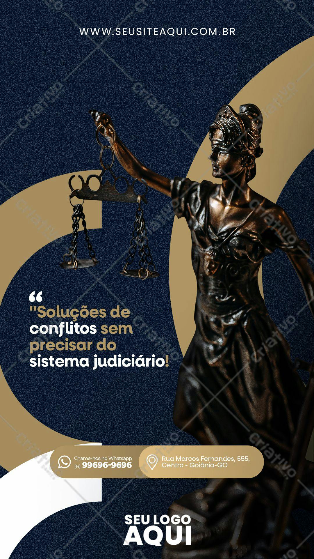 Flyer para Advocacia com Estátua da Justiça PSD Editável