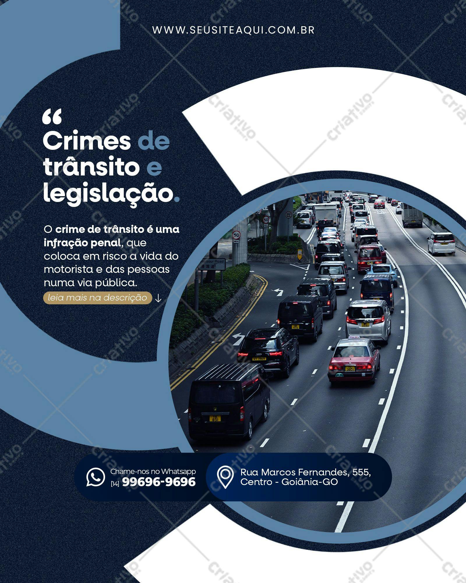 Post para Redes Sociais sobre Crimes de Trânsito PSD Editável