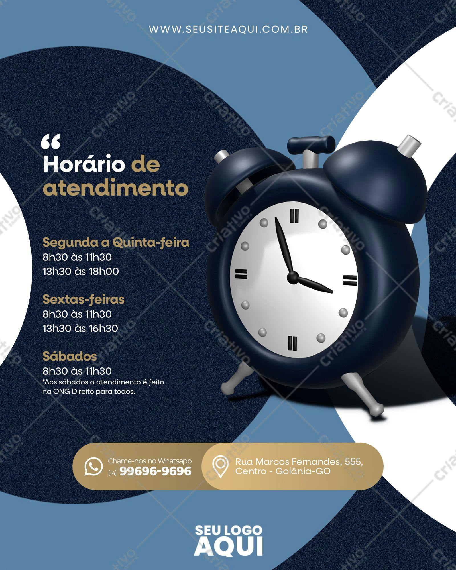 Horários de Atendimento PSD Editável