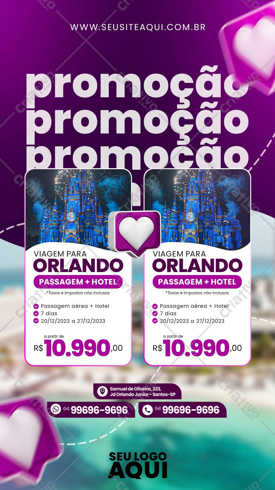 Flyer para Promoção de Viagem para Orlando PSD Editável