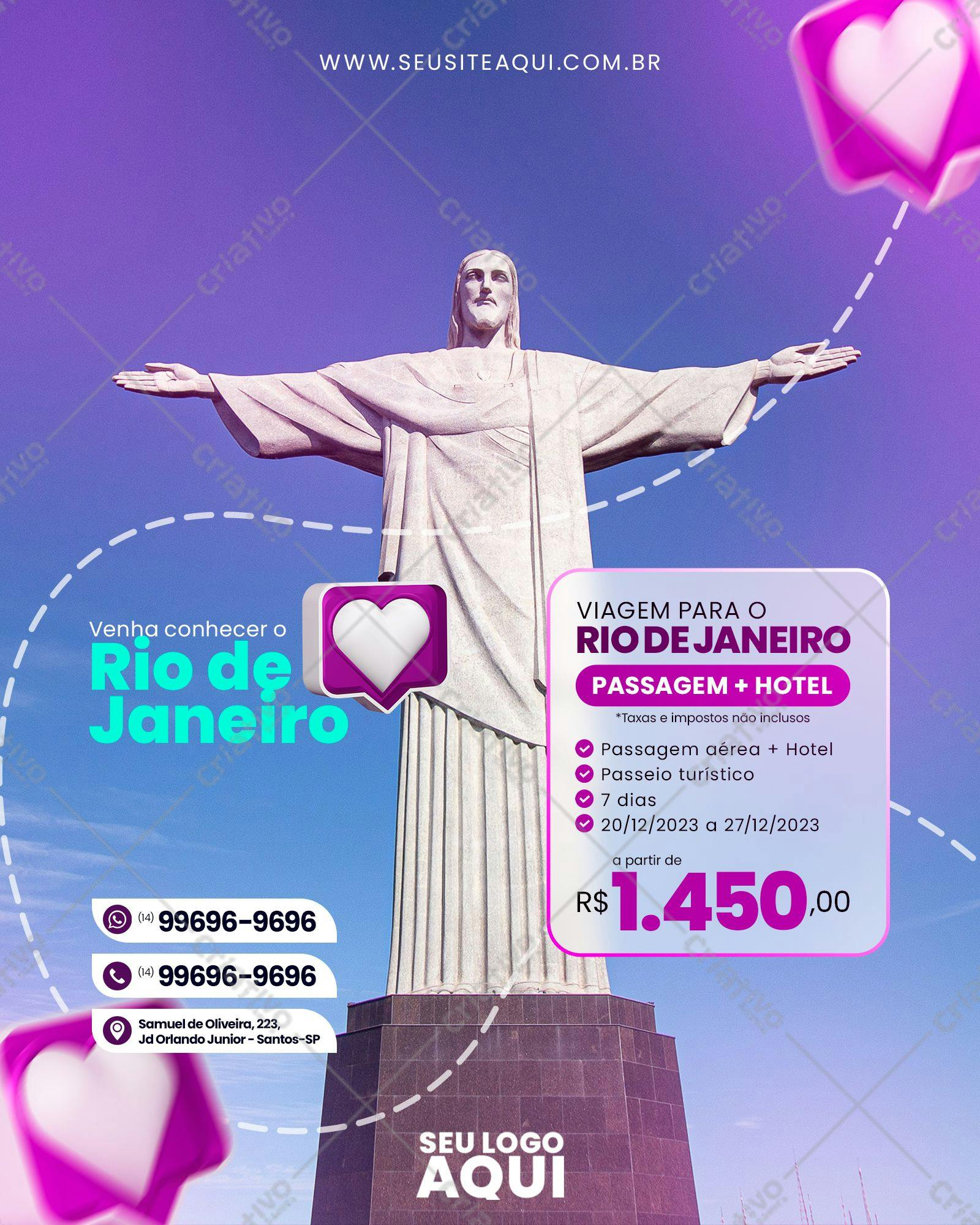 Post para Redes Sociais Viagem Rio de Janeiro PSD Editável