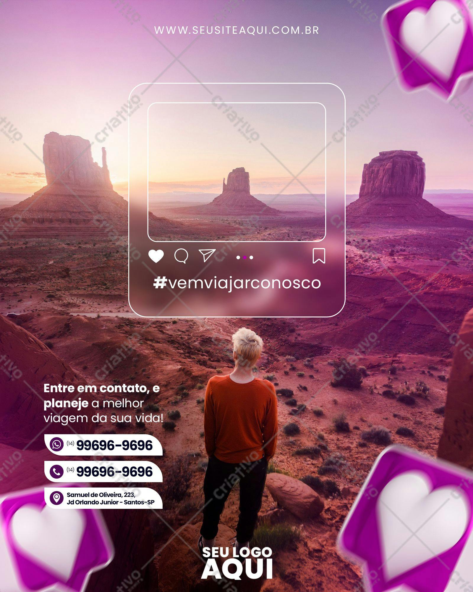 Post para Instagram Viagem PSD Editável