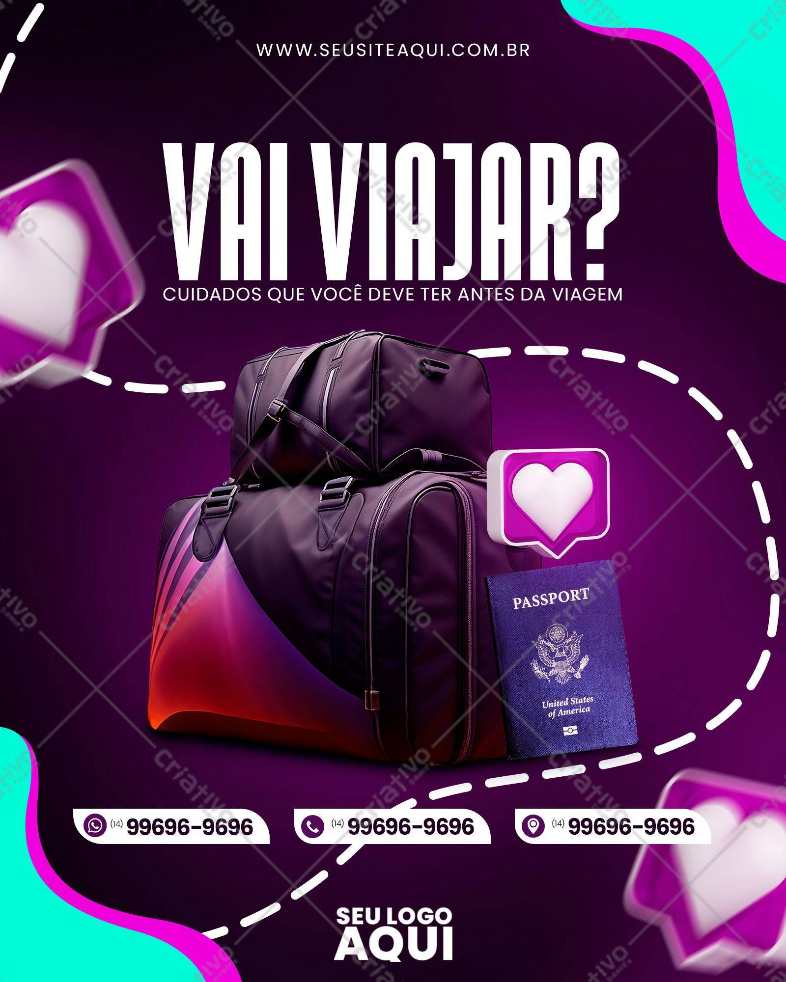 Post para Redes Sociais sobre Viagem PSD Editável