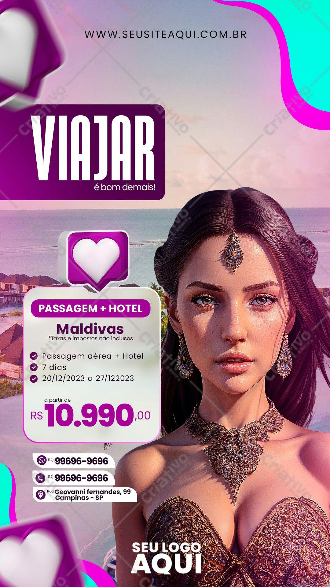Flyer para Promoção de Viagem às Maldivas PSD Editável