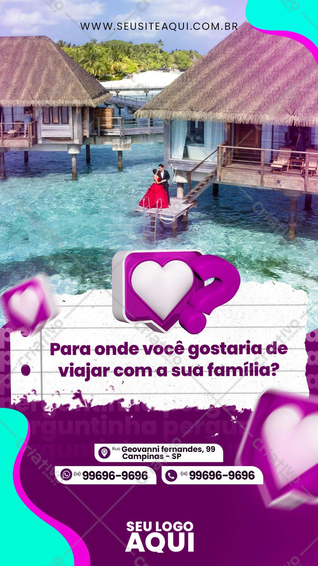 Template de Post para Redes Sociais: Viagem em Família PSD Editável