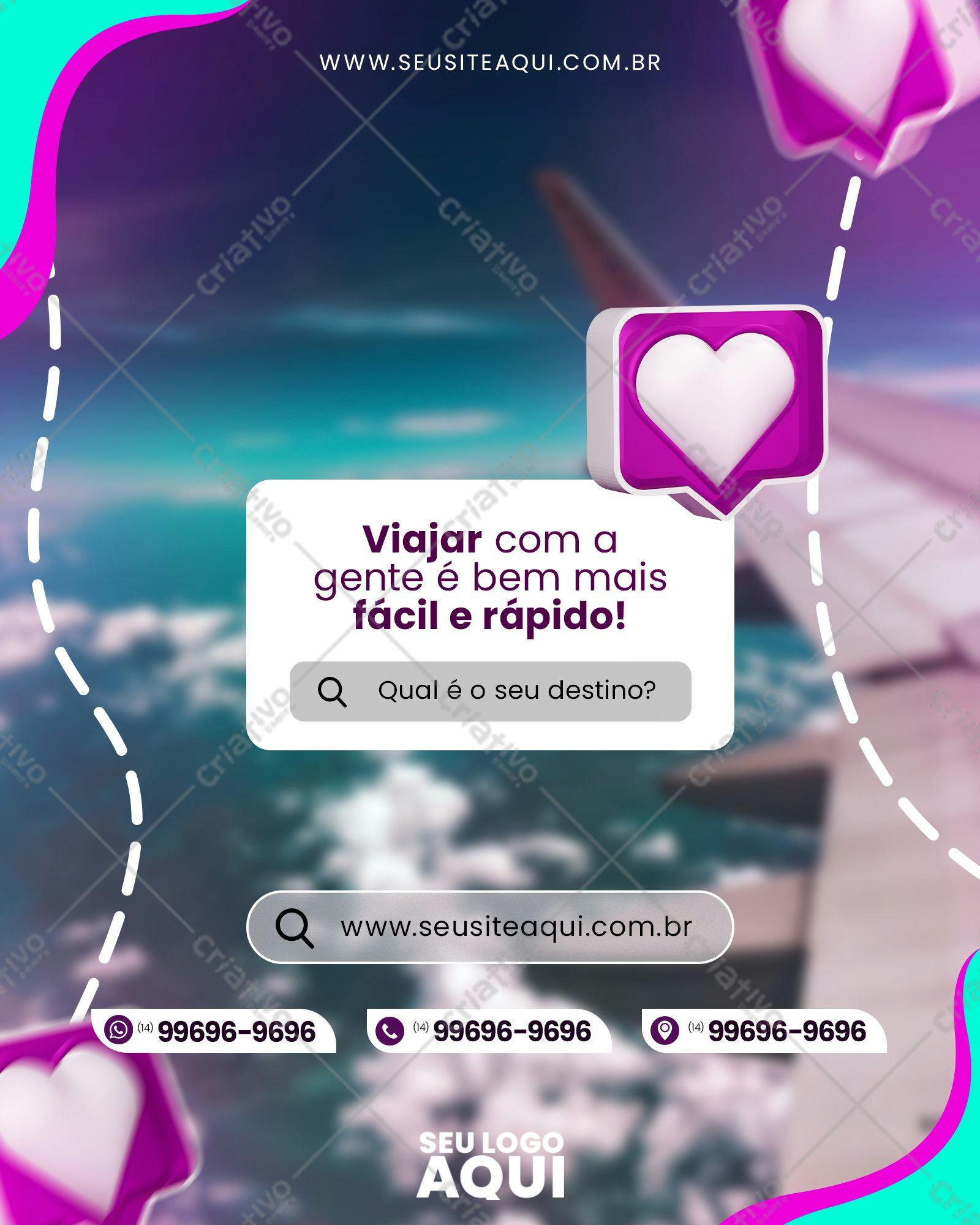 Post para Redes Sociais com Tema de Viagem PSD Editável