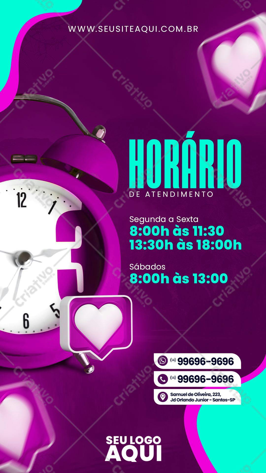 Template Horário de Atendimento PSD Editável