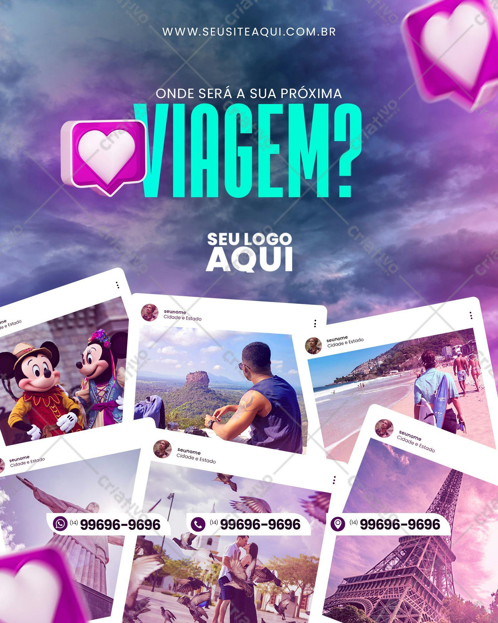 Template Instagram para Promoção de Viagens PSD Editável