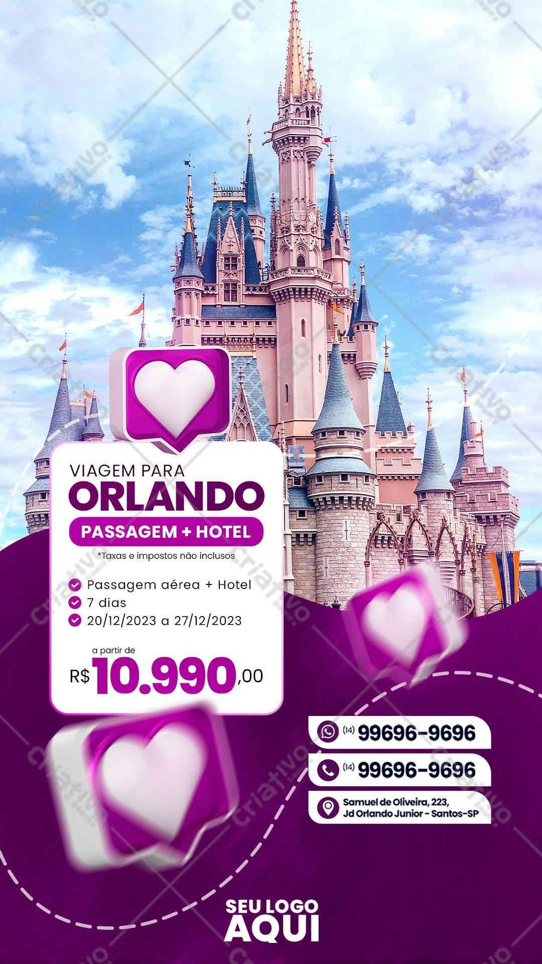 Flyer para Promoção de Viagem a Orlando PSD Editável