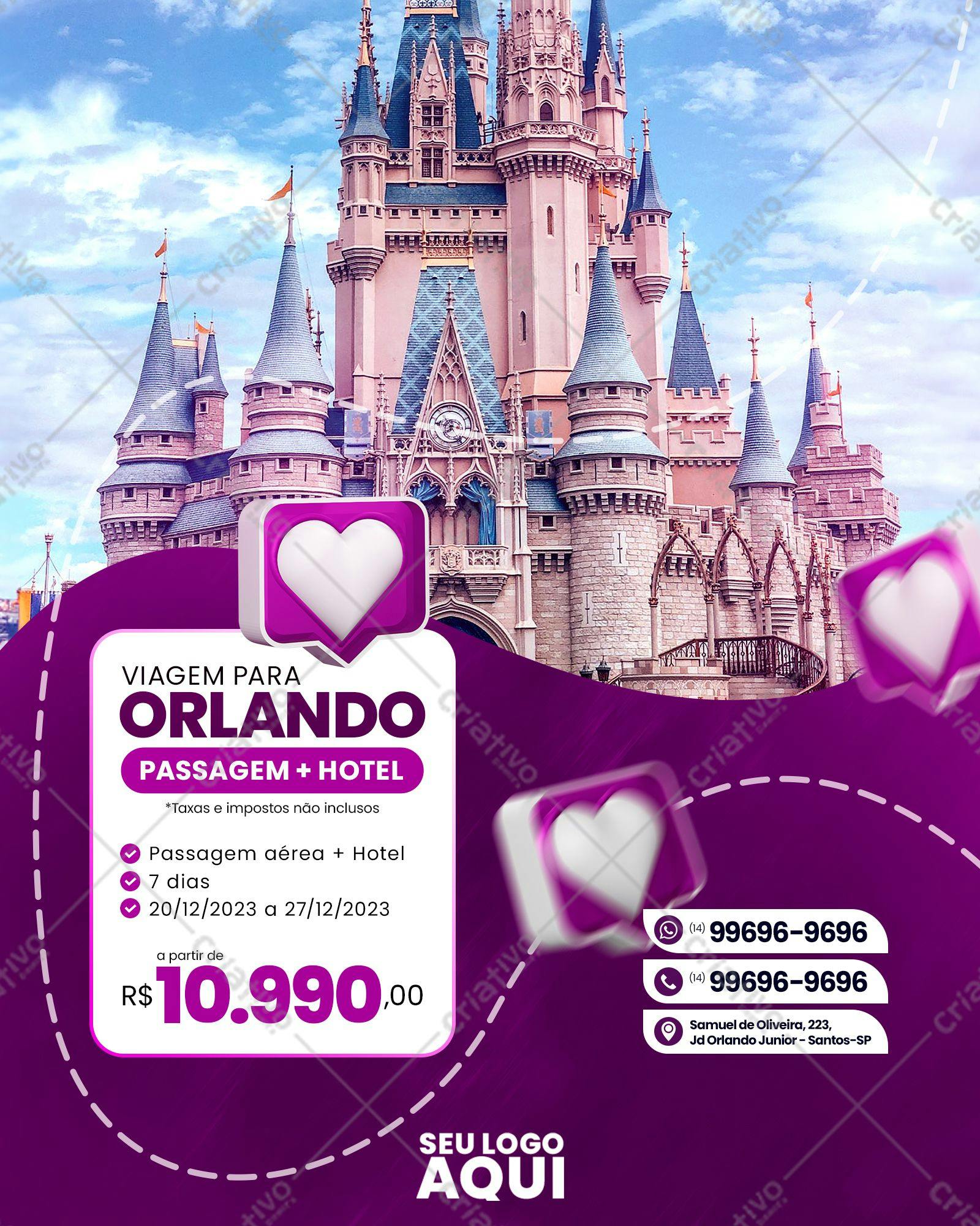 Flyer para Viagem a Orlando PSD Editável