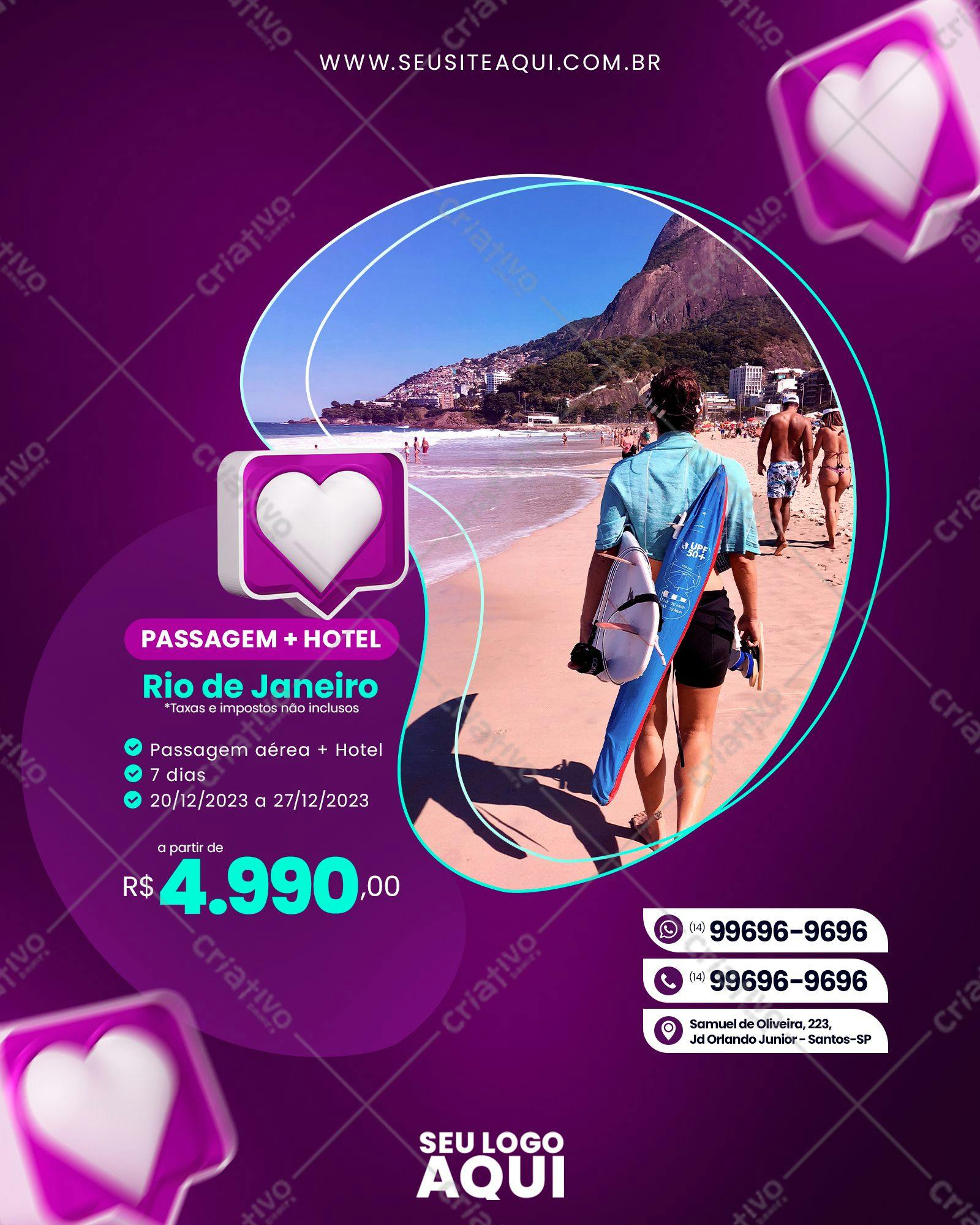 Template de Flyer para Viagem ao Rio de Janeiro PSD Editável