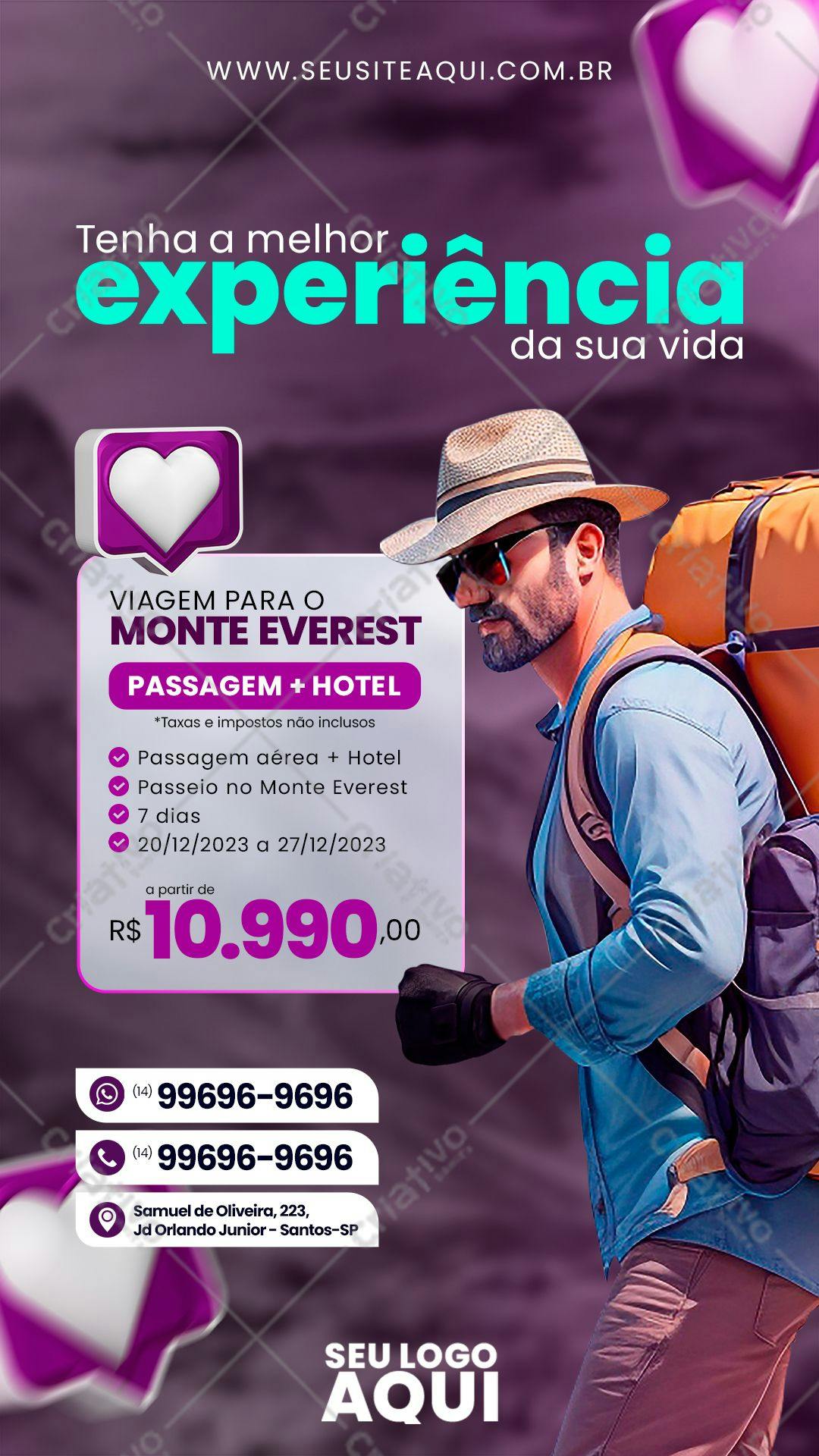 Flyer para Viagem ao Monte Everest PSD Editável