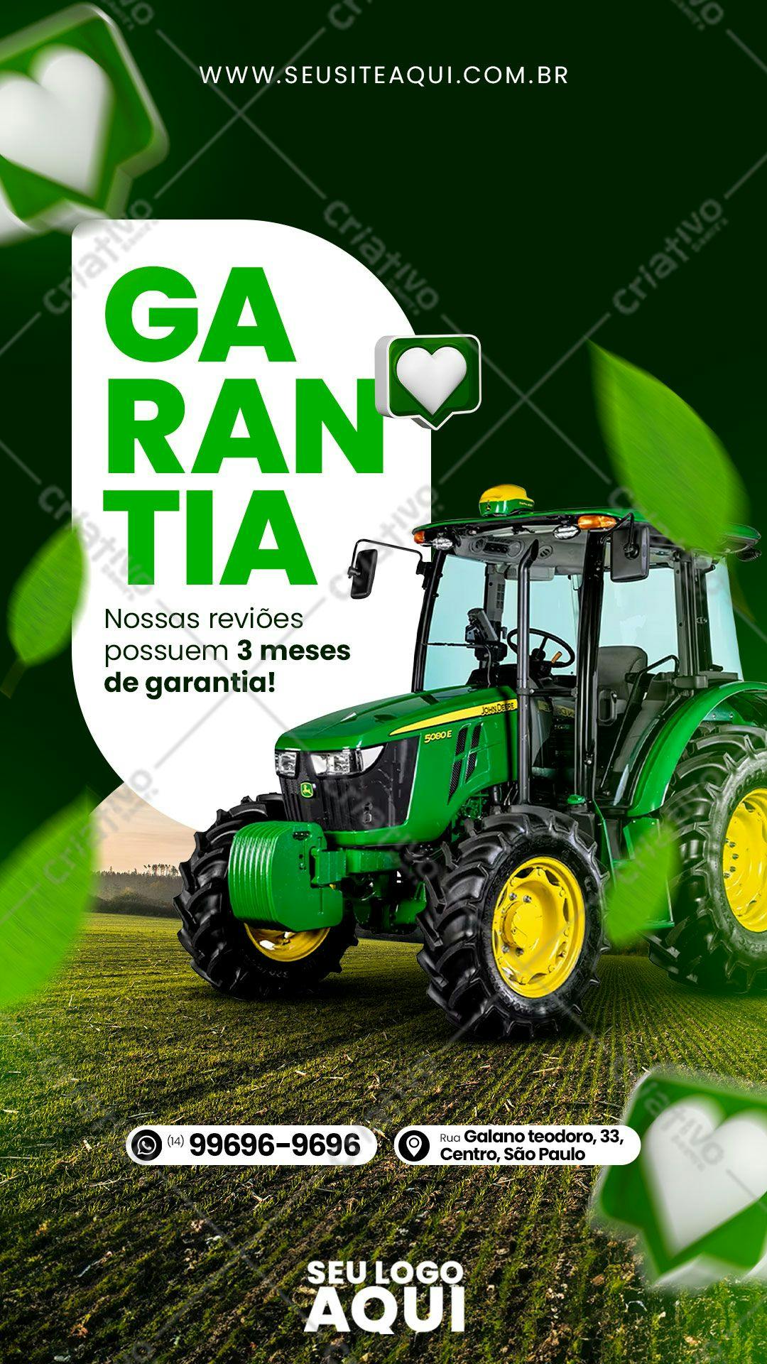 Flyer para Garantia de Tratores PSD Editável