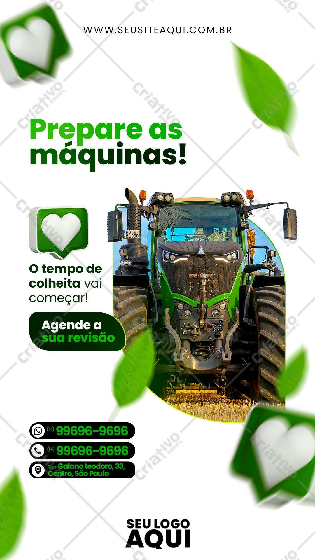 Flyer para Revisão de Máquinas Agrícolas PSD Editável