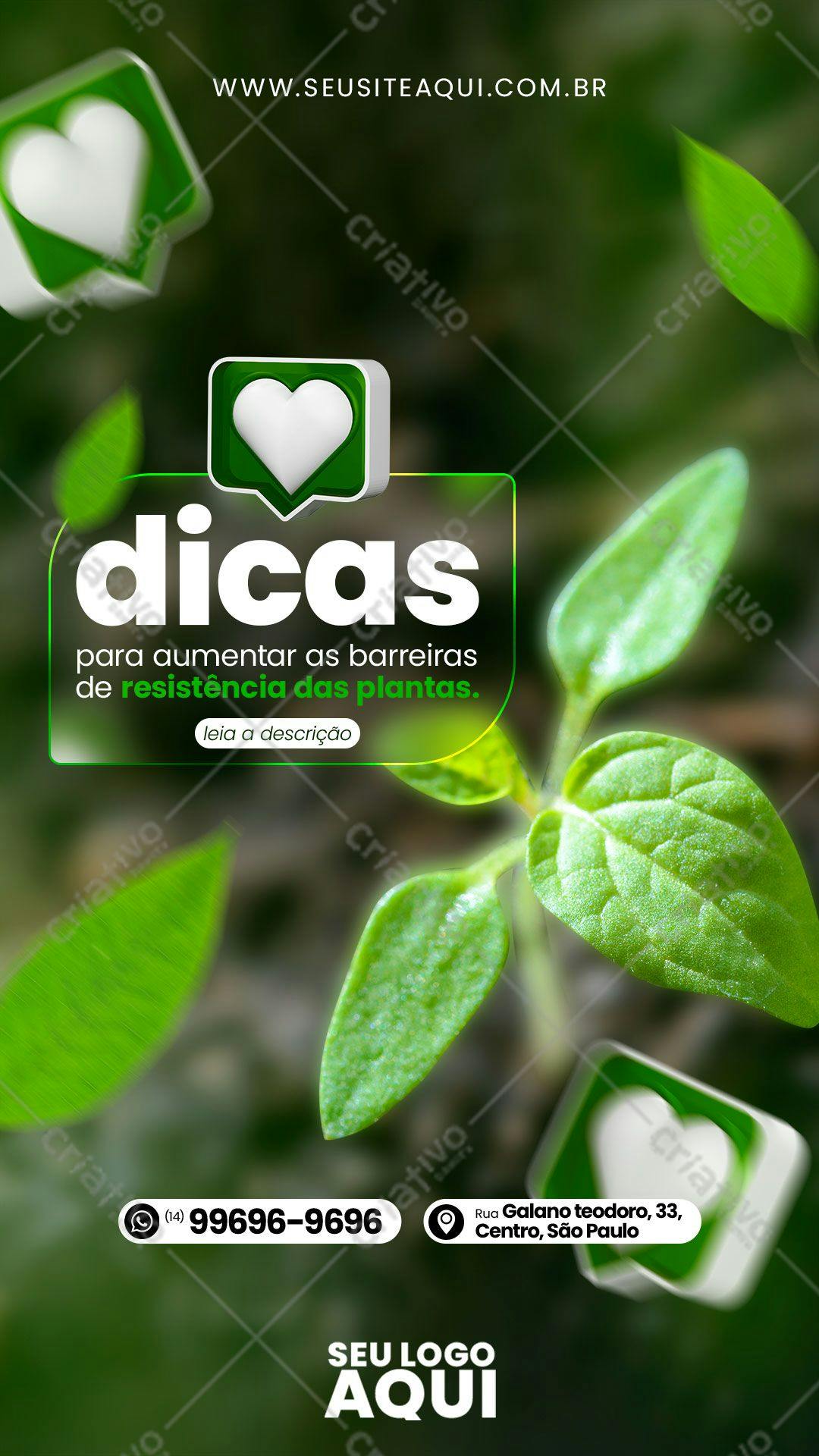 Post para Redes Sociais Dicas Plantas PSD Editável