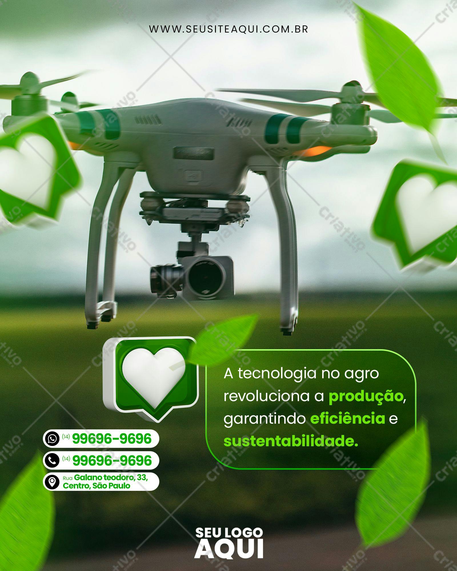 Post para Redes Sociais Agricultura com Drone PSD Editável