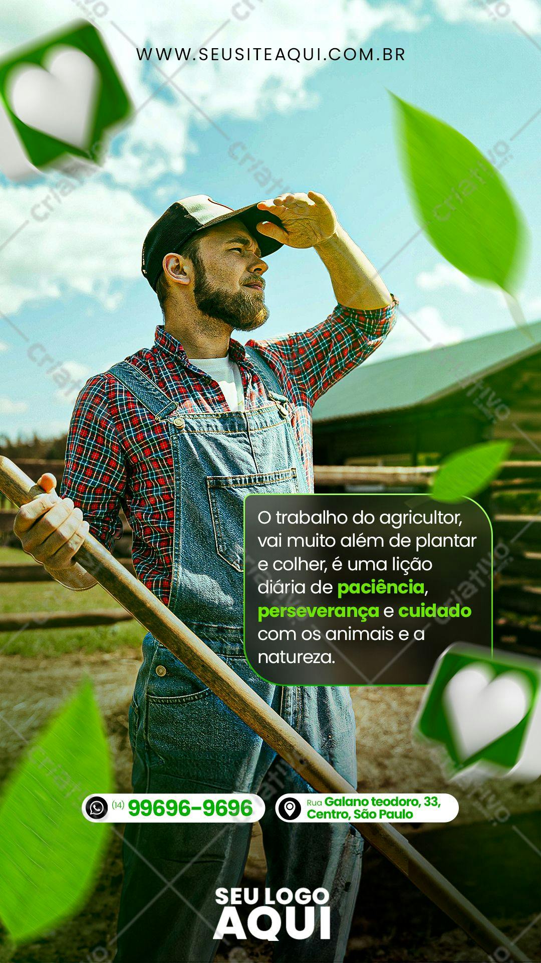 Post para Redes Sociais Dia do Agricultor PSD Editável