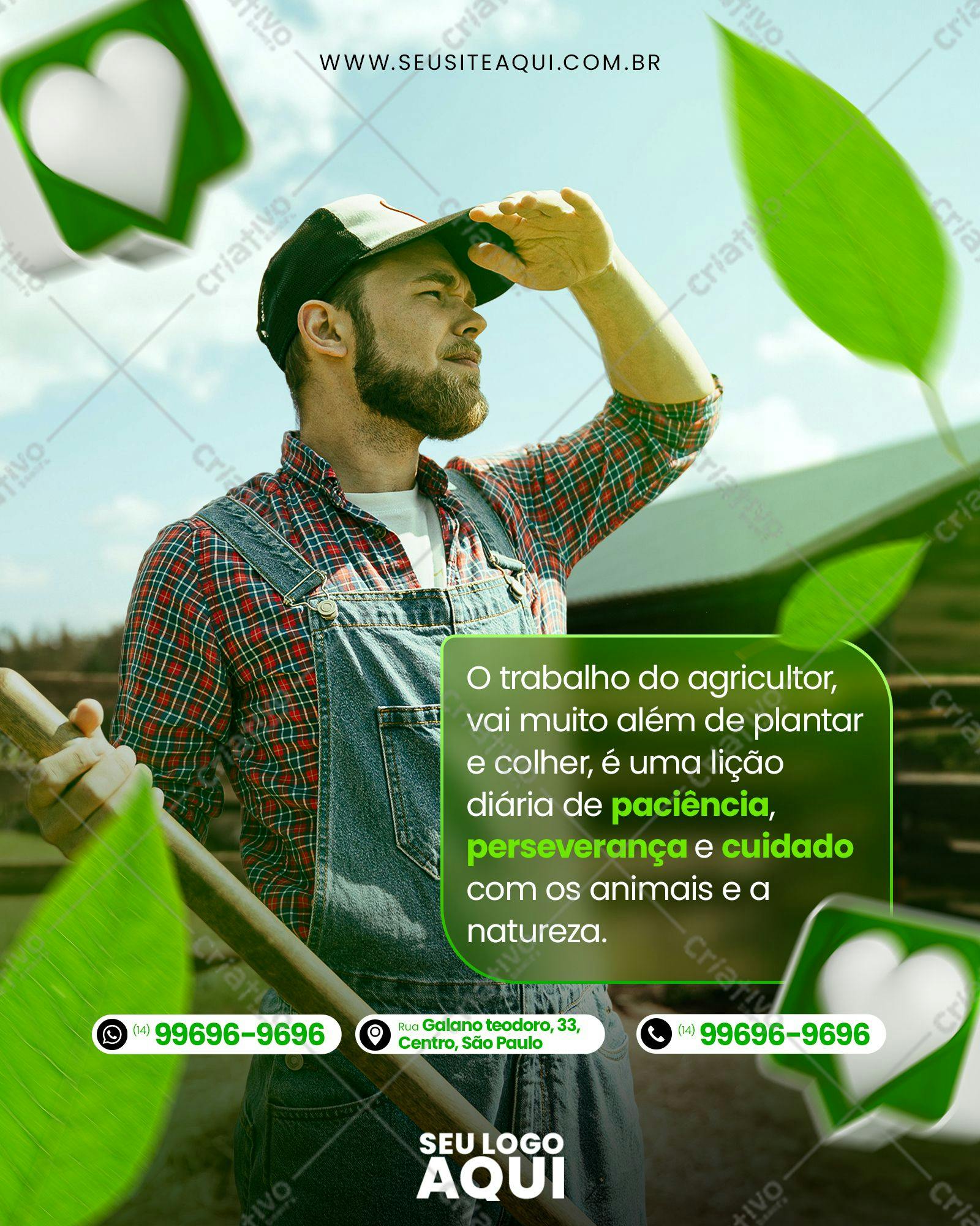 Post para Redes Sociais Dia do Agricultor PSD Editável
