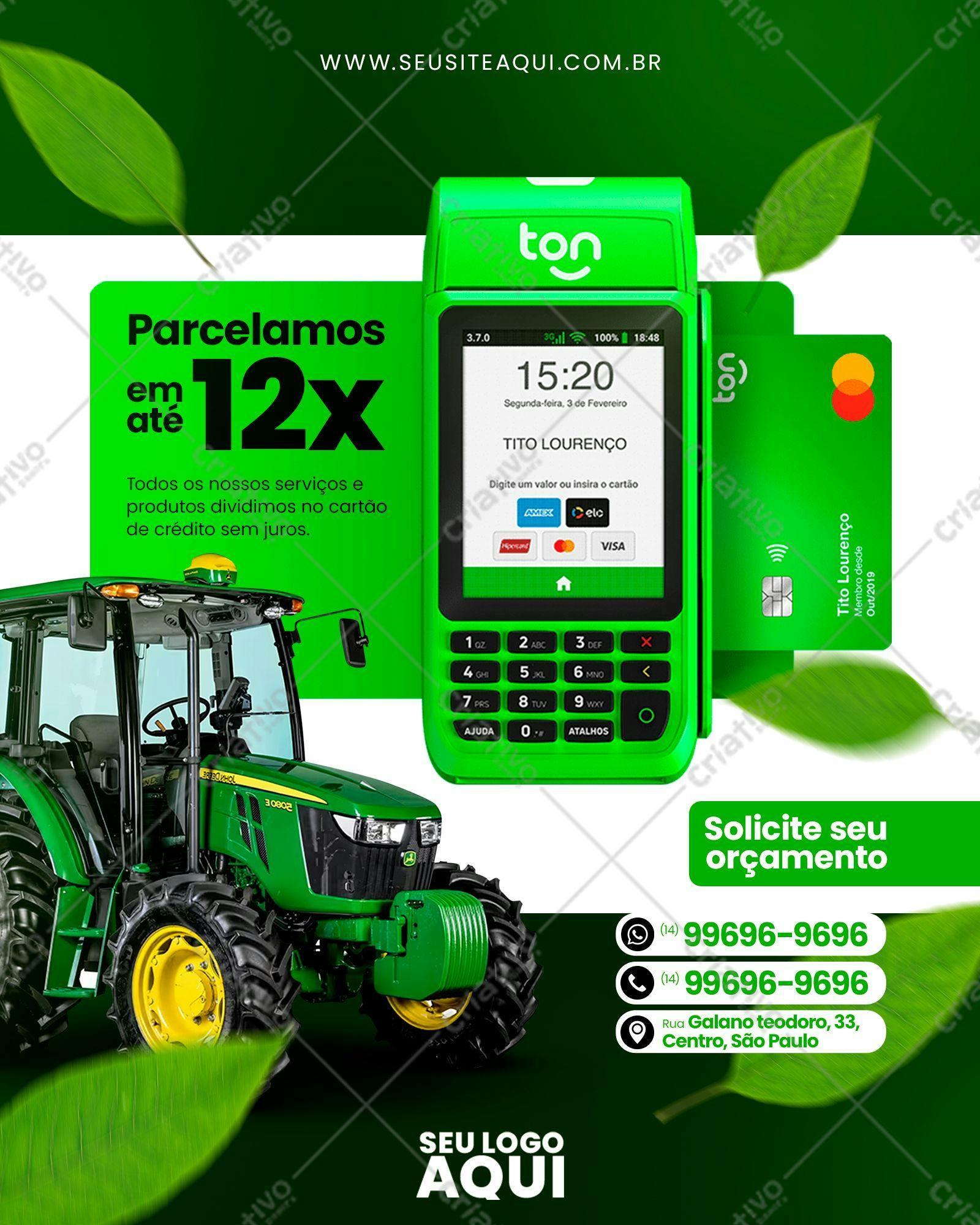 Post para Redes Sociais Maquinário Agrícola PSD Editável