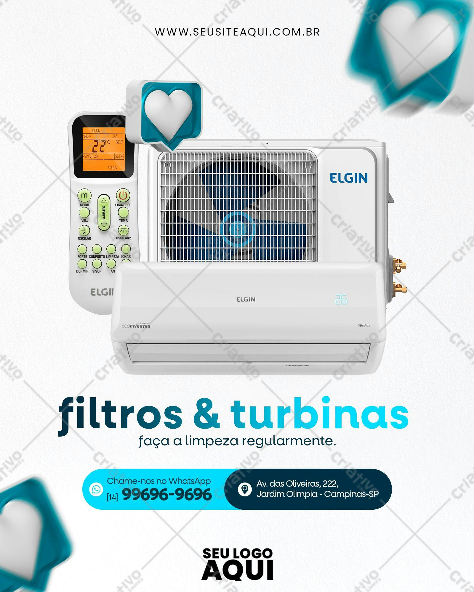 Banner para Manutenção de Ar Condicionado Elgin PSD Editável