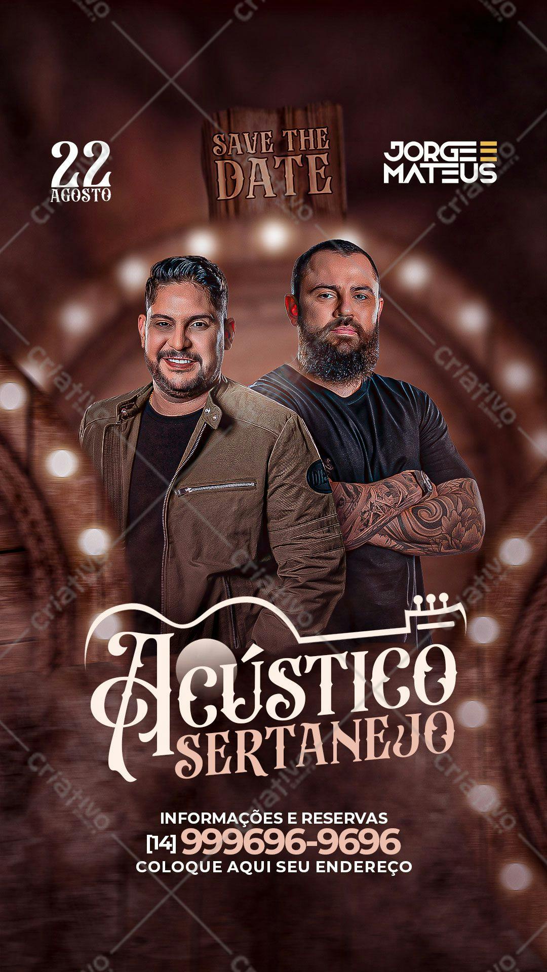 Flyer para Show Acústico Sertanejo Jorge e Mateus PSD Editável