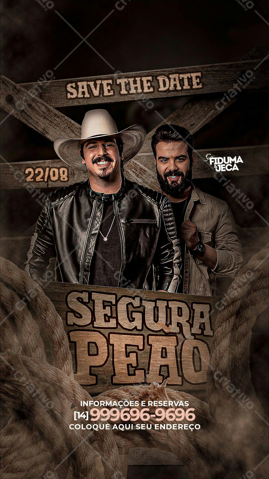 Flyer para Festa Sertaneja Segura Peão PSD Editável