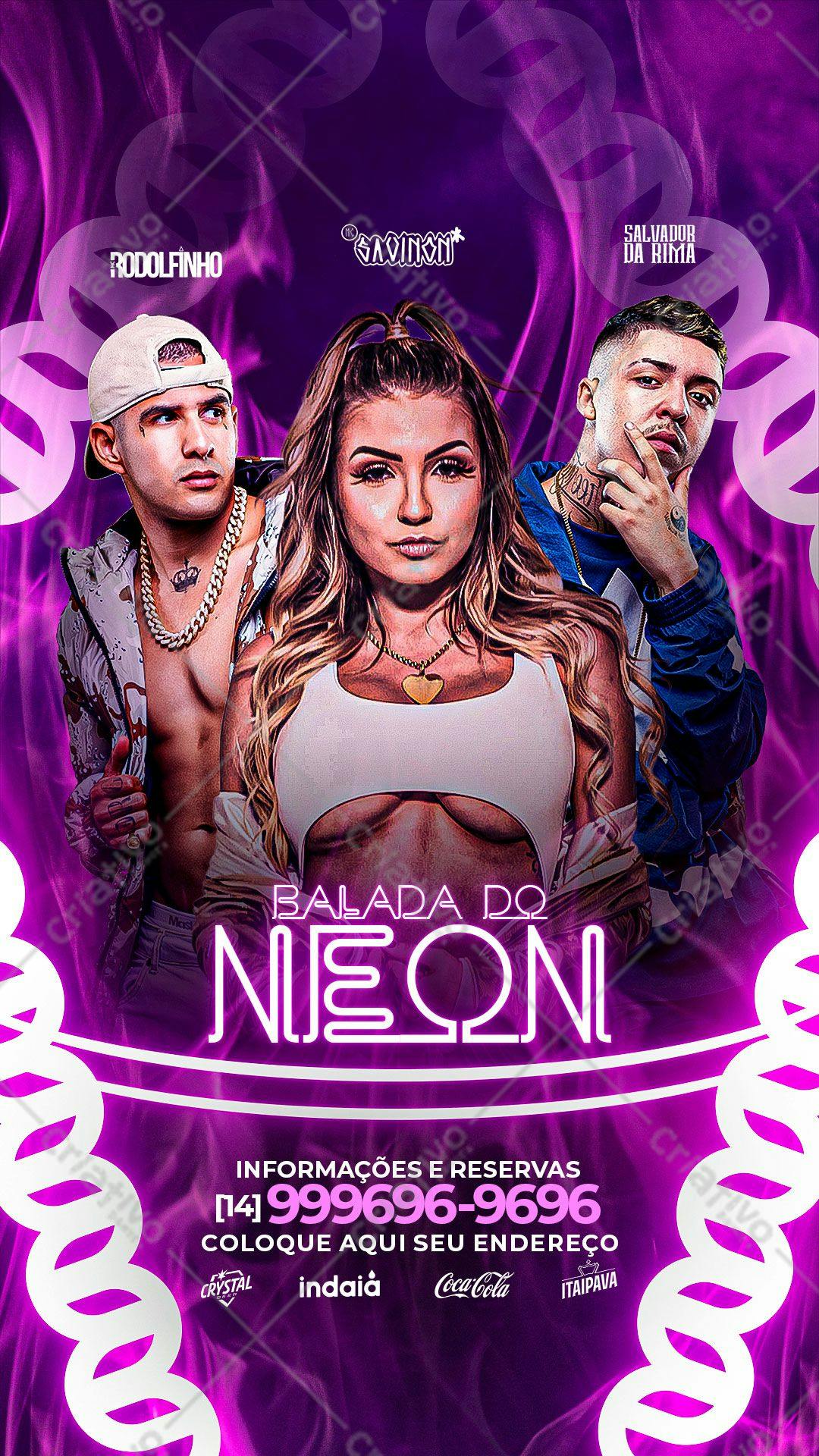 Flyer para Festa Neon PSD Editável
