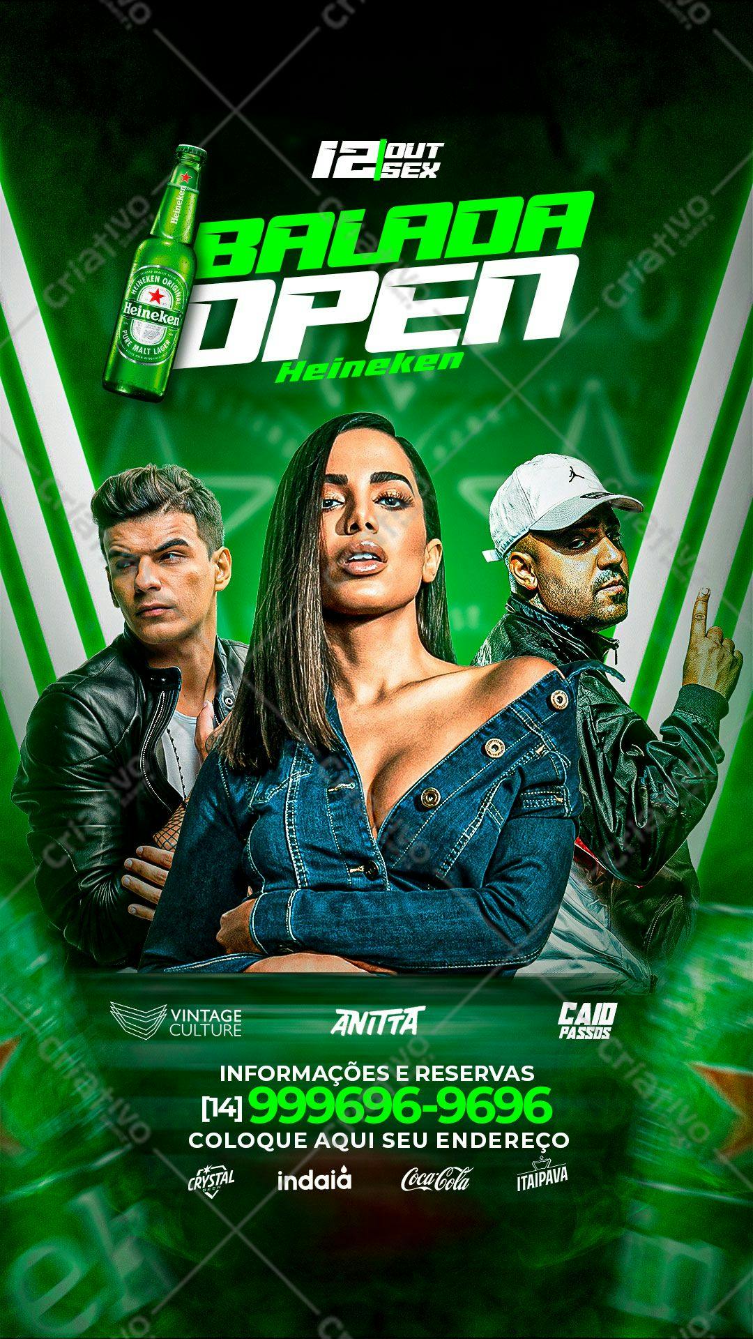 Flyer para Festa Balada Open com Anitta e Caio Passos PSD Editável