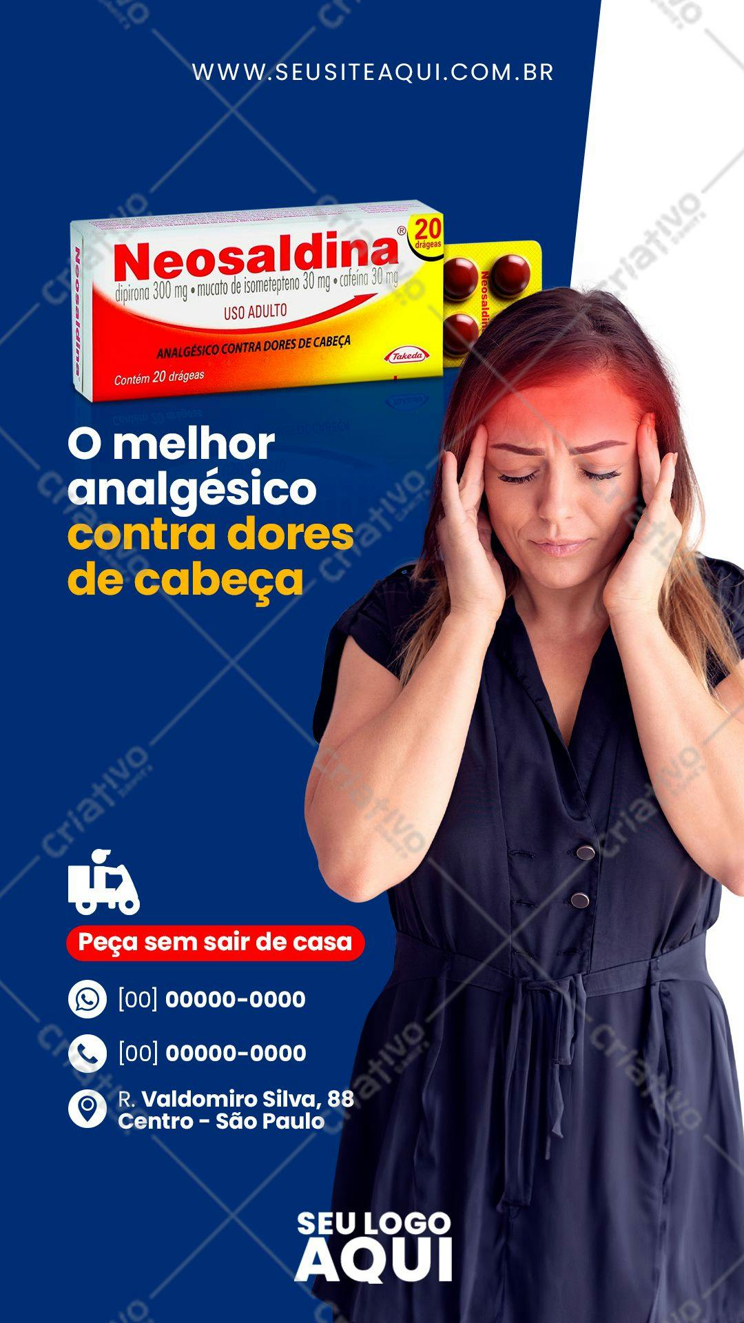 Banner para Farmácia Anúncio de Analgésico PSD Editável