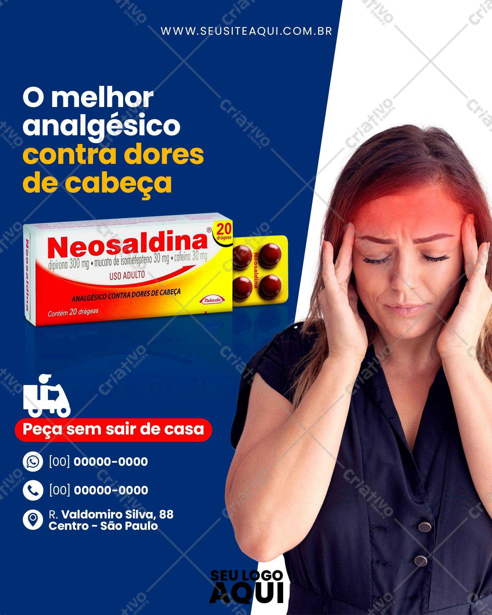 Post para Redes Sociais Farmácia Neosaldina PSD Editável