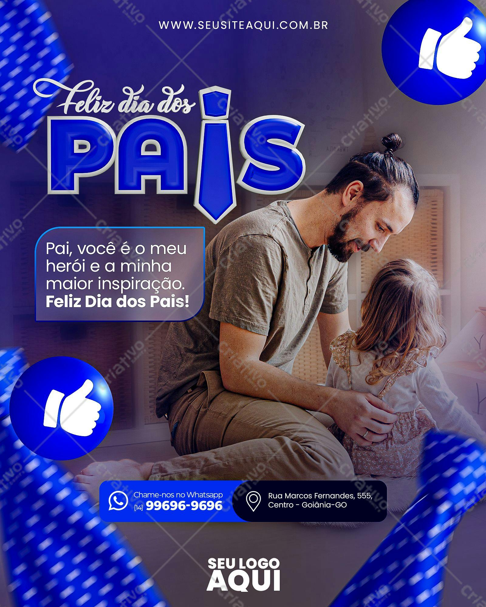 Banner Dia dos Pais com Pai e Filha PSD Editável