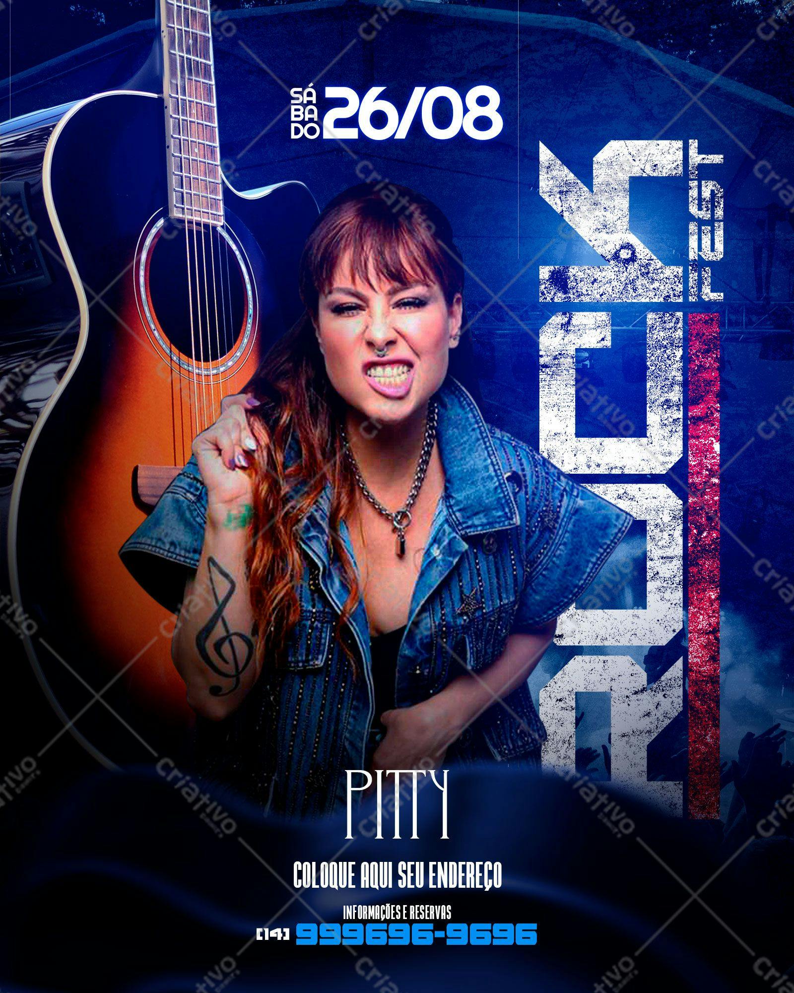 Flyer para Show da Pitty 26/08 PSD Editável