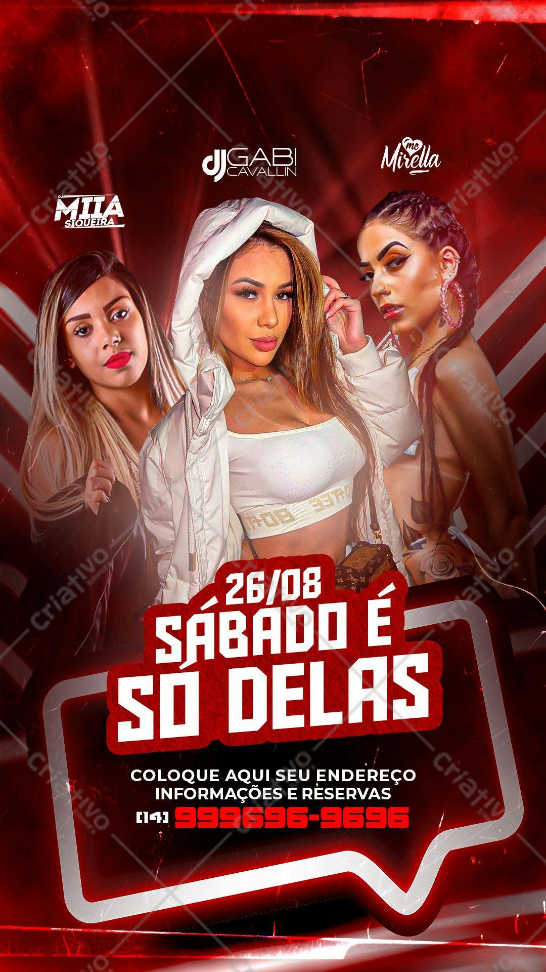 Flyer para Festa Feminina Sábado PSD Editável