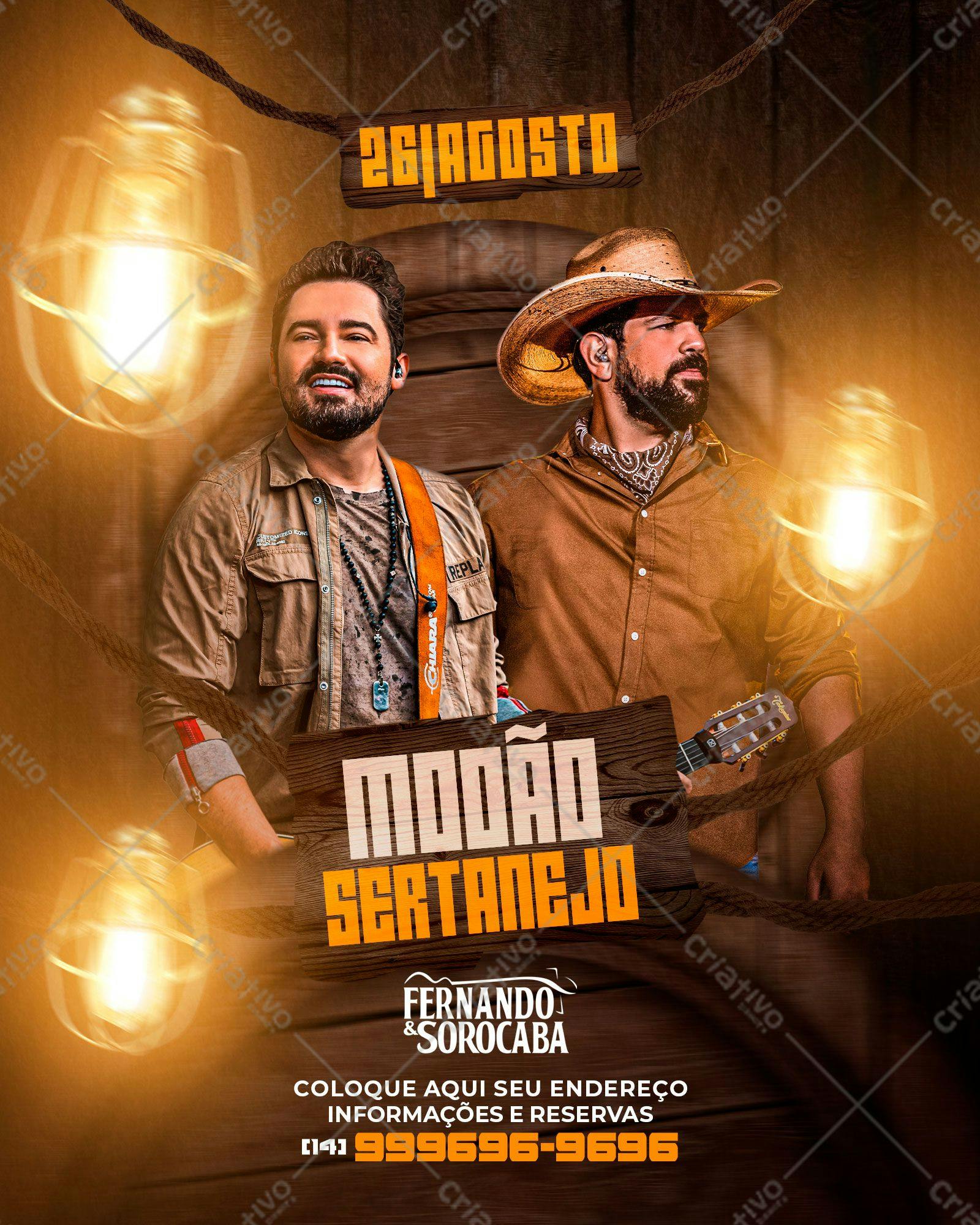 Flyer para Show Sertanejo Fernando e Sorocaba PSD Editável