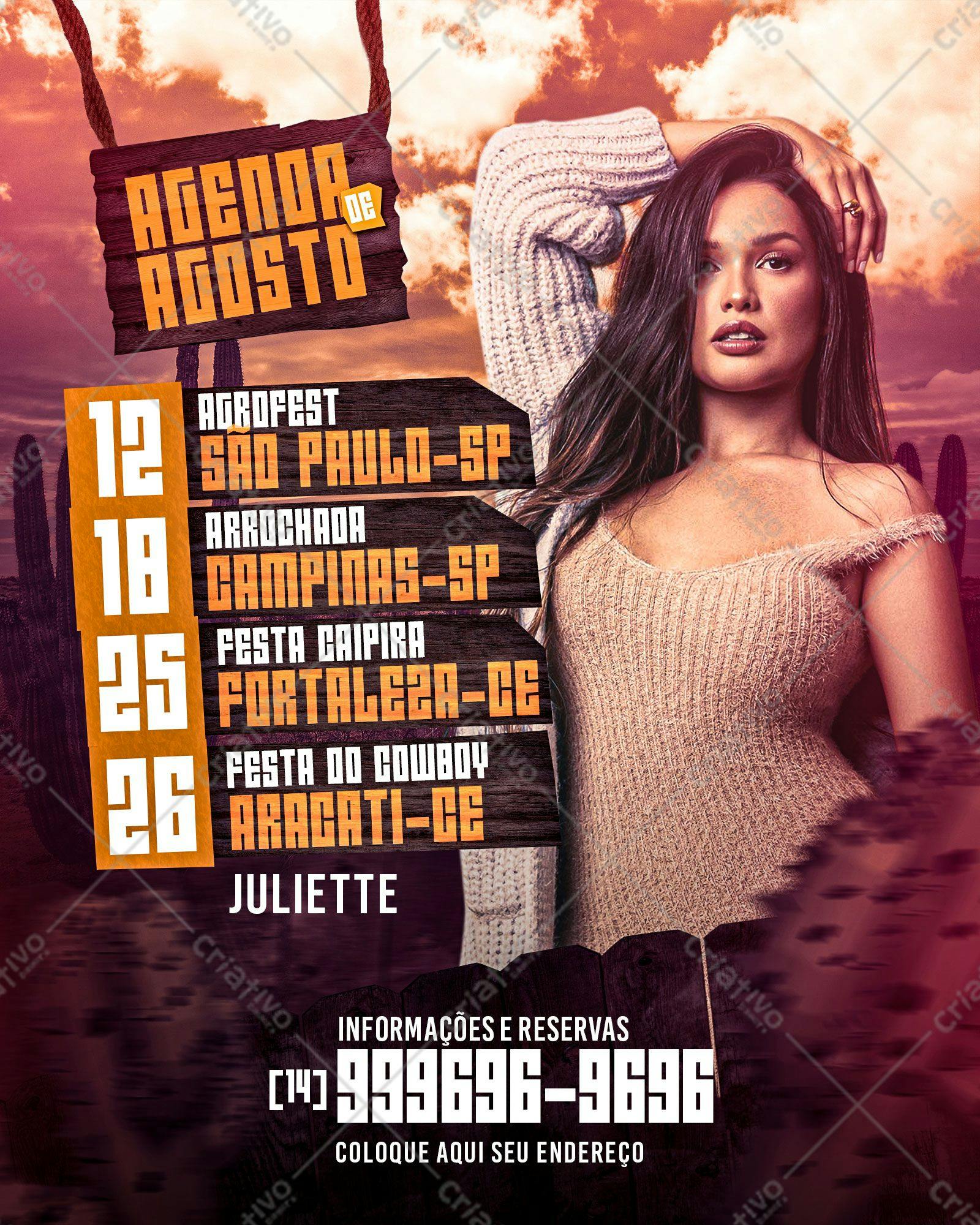Flyer para Shows Sertanejos com Juliette PSD Editável