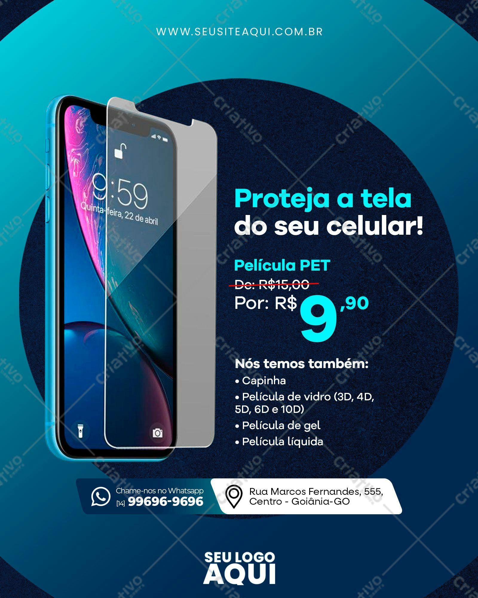 Modelo de Anuncio Película Celular PSD Editável