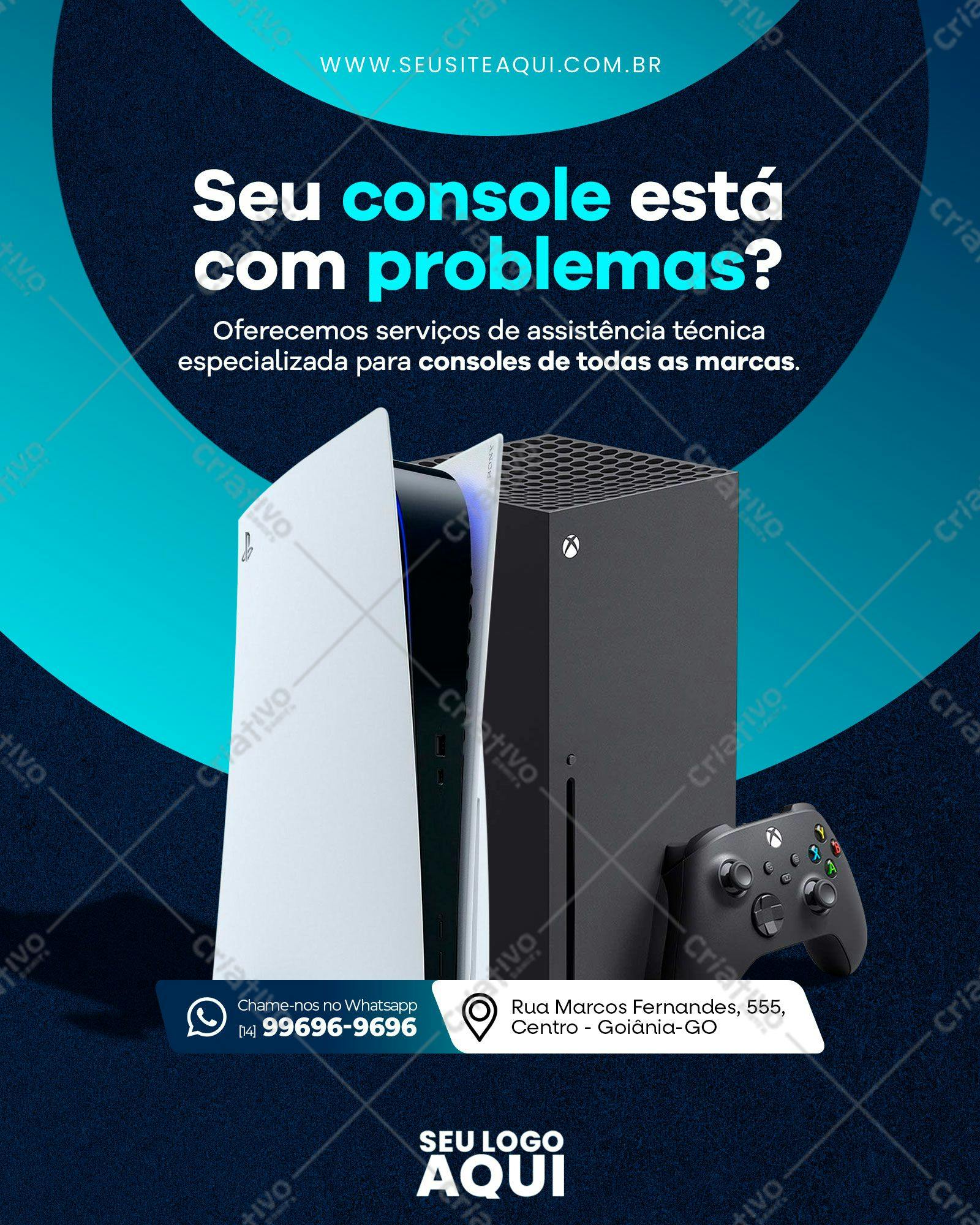 Anúncio Conserto de Consoles PSD Editável